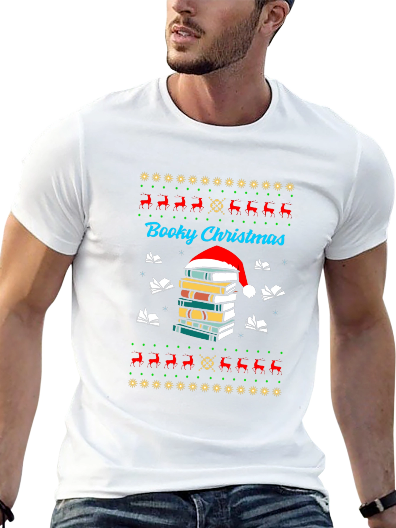 Booky Christmas T-Shirt Festive Holiday Reading Tee