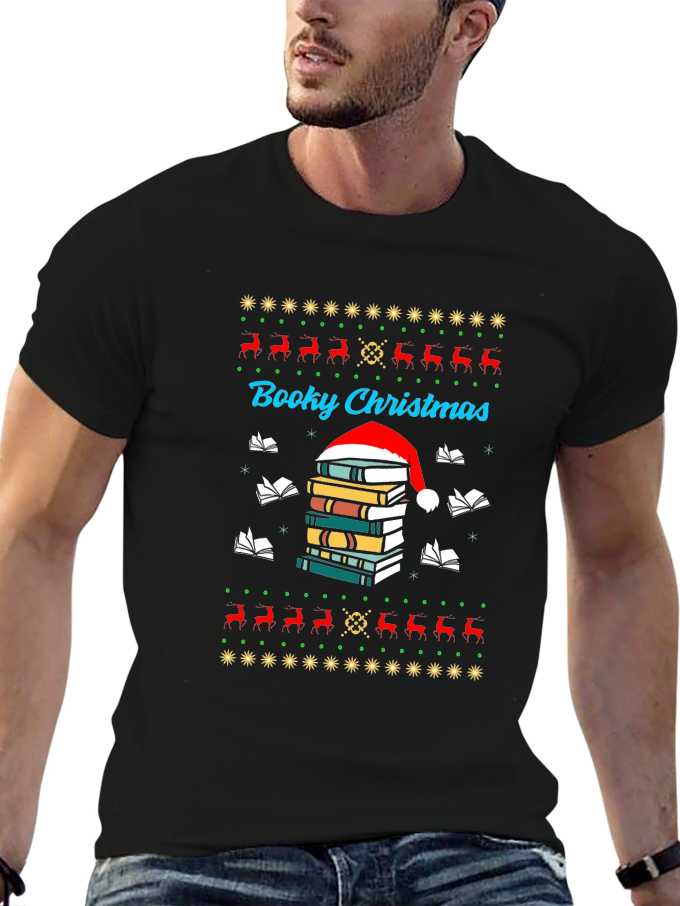 Booky Christmas T-Shirt Festive Holiday Reading Tee