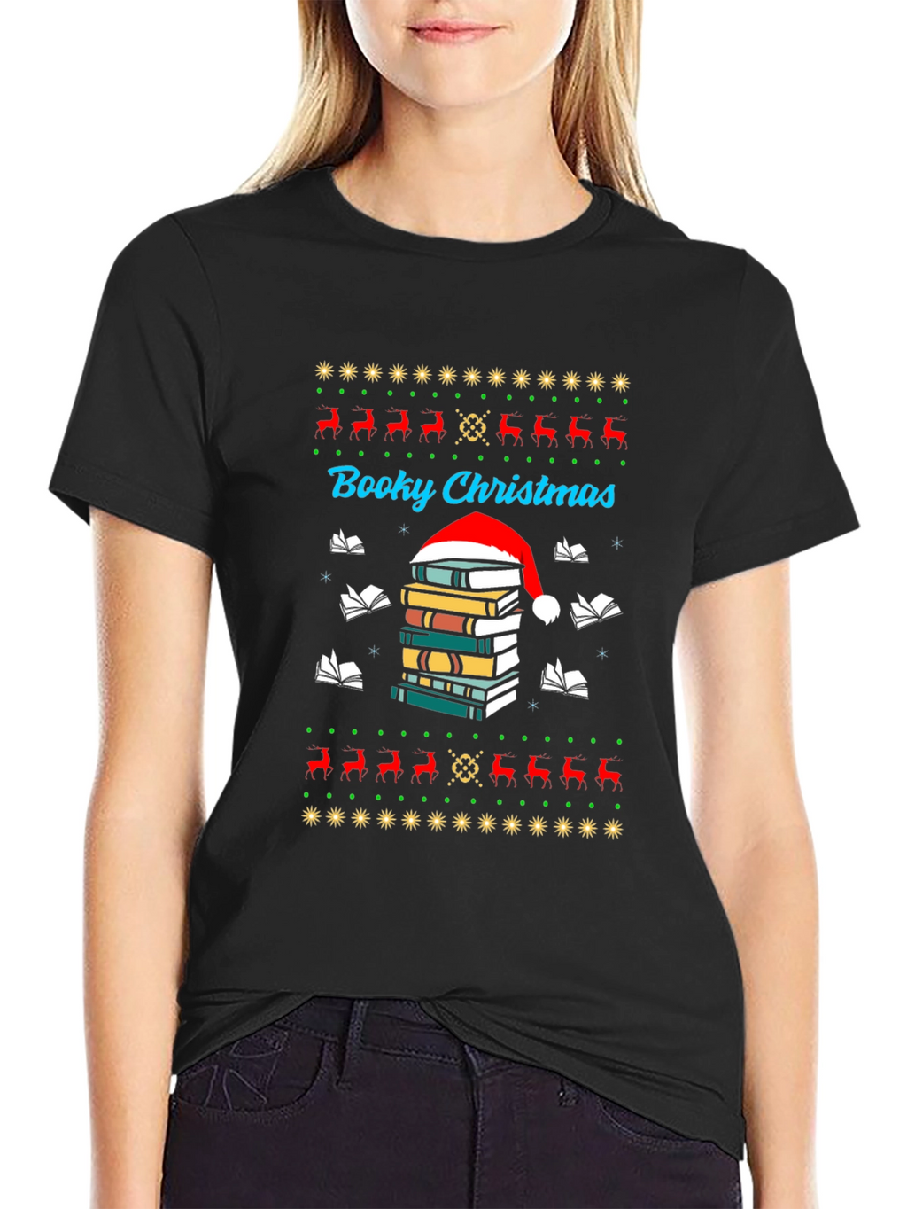 Booky Christmas T-Shirt Festive Holiday Reading Tee