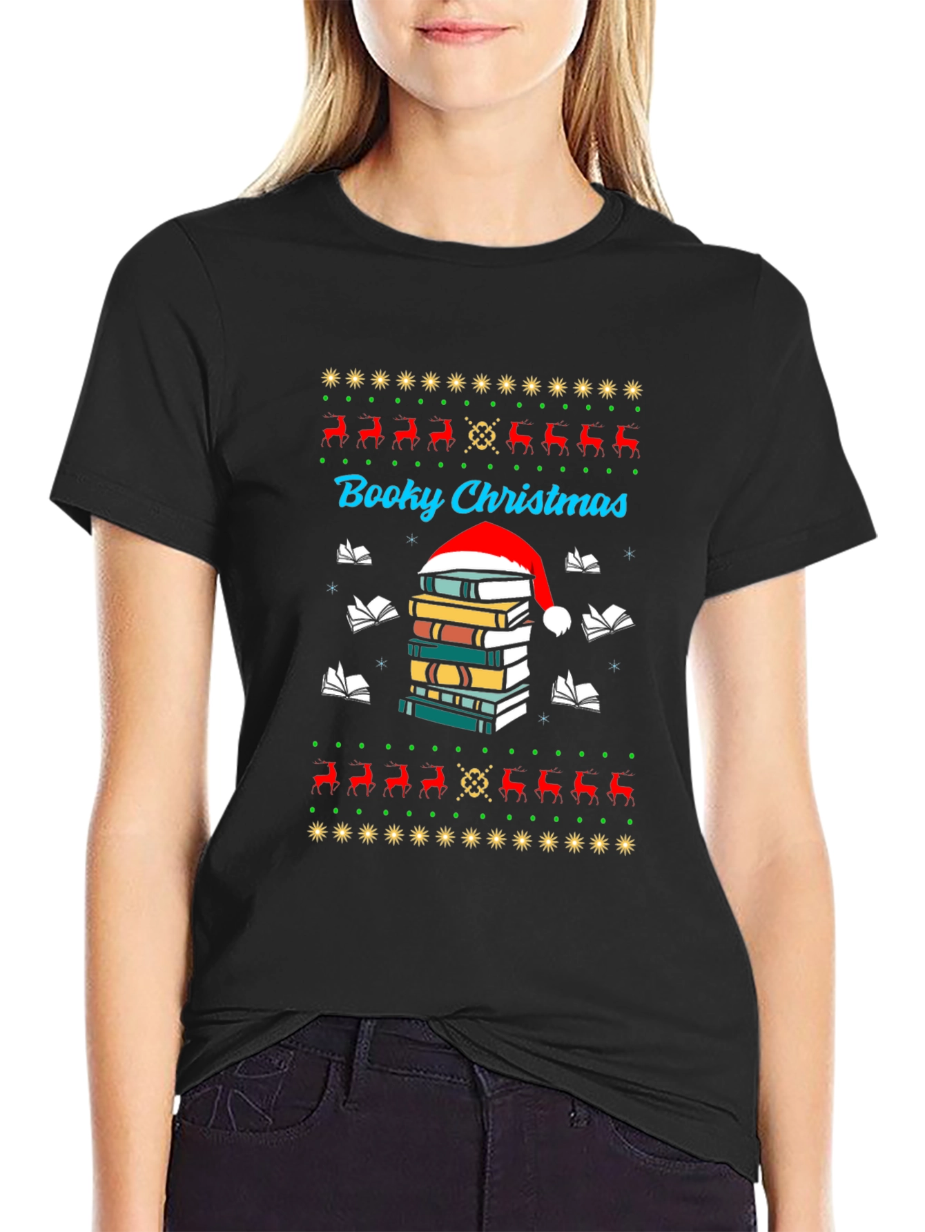 Booky Christmas T-Shirt Festive Holiday Reading Tee