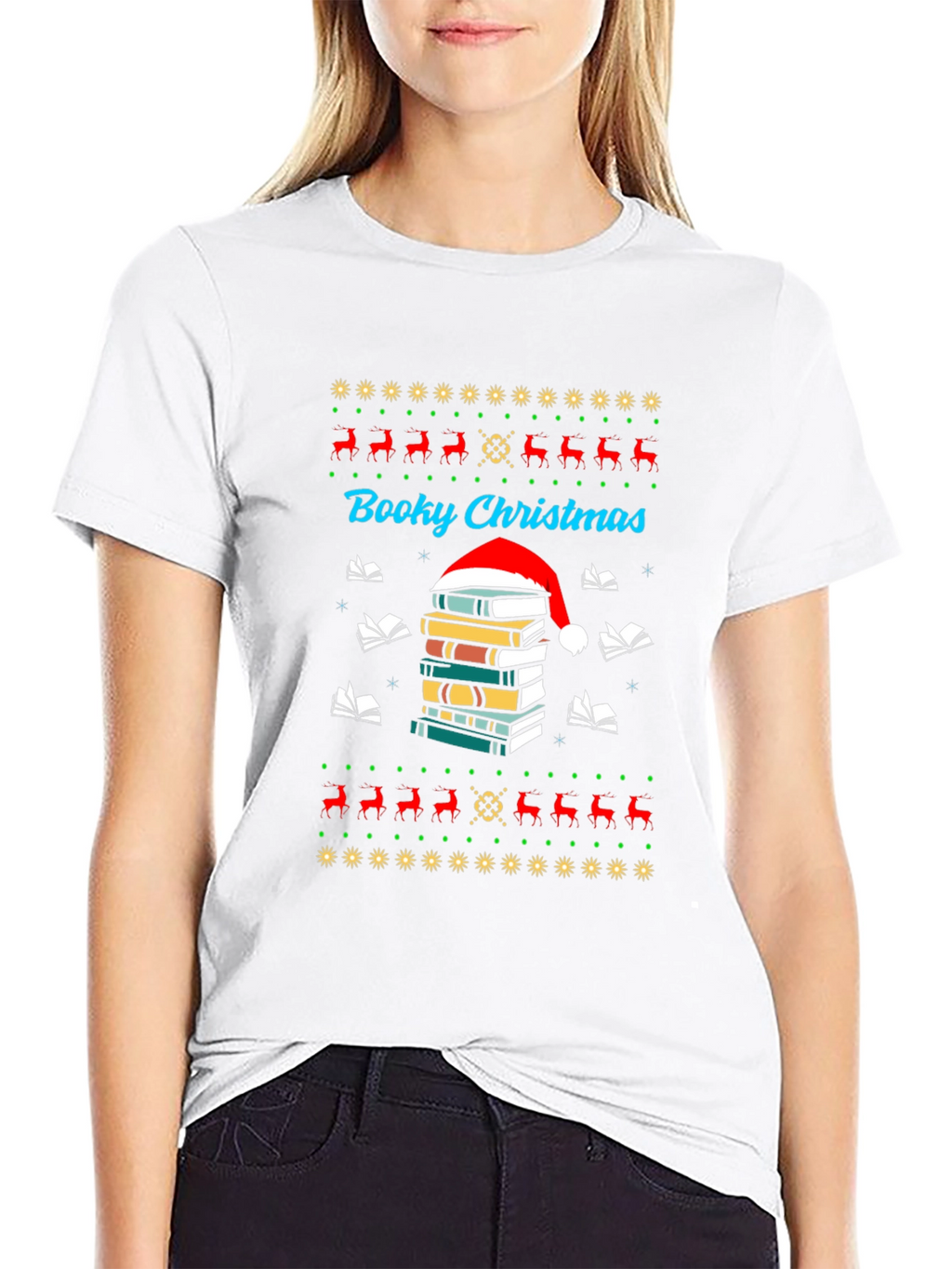 Booky Christmas T-Shirt Festive Holiday Reading Tee
