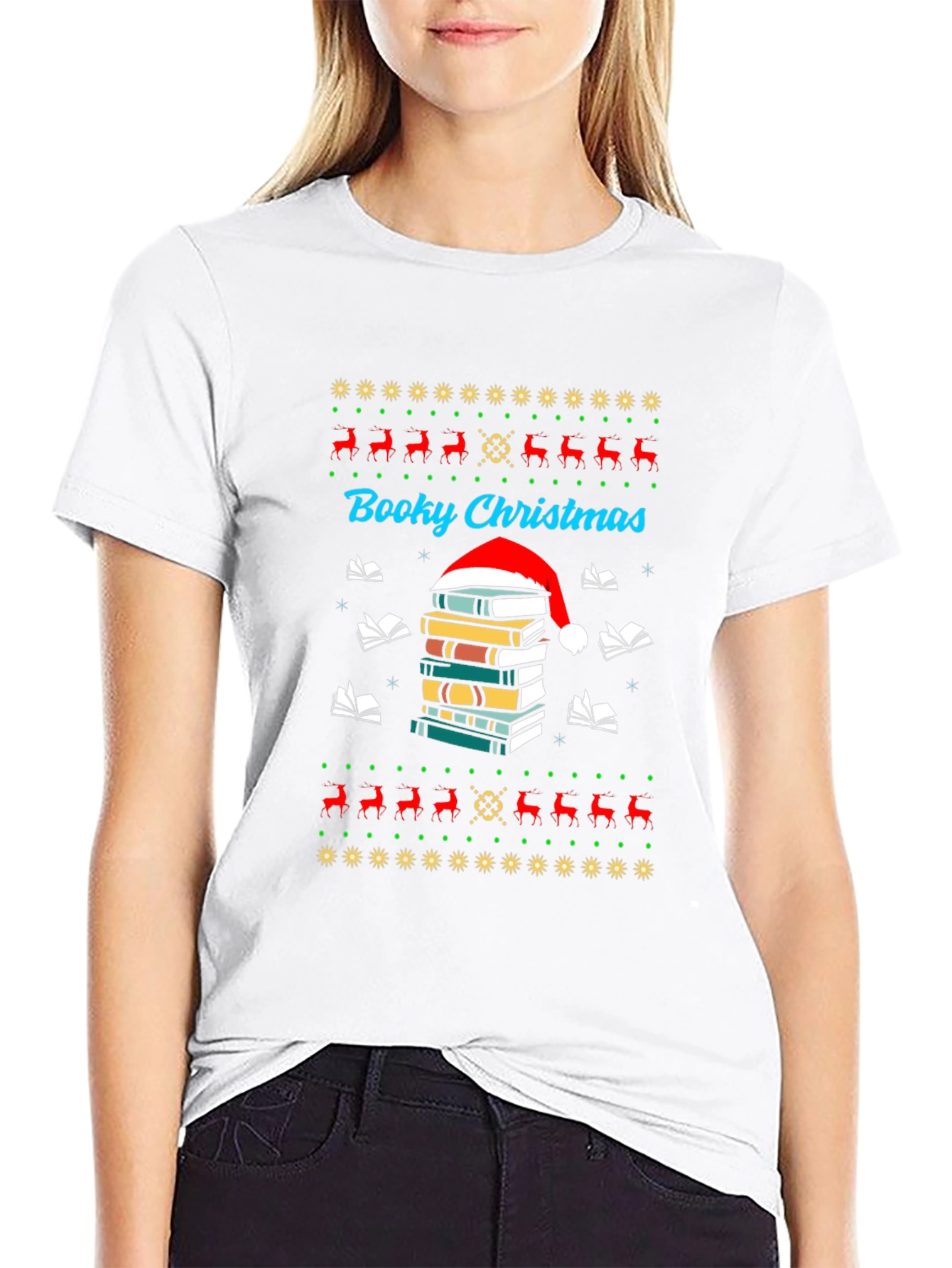 Booky Christmas T-Shirt Festive Holiday Reading Tee
