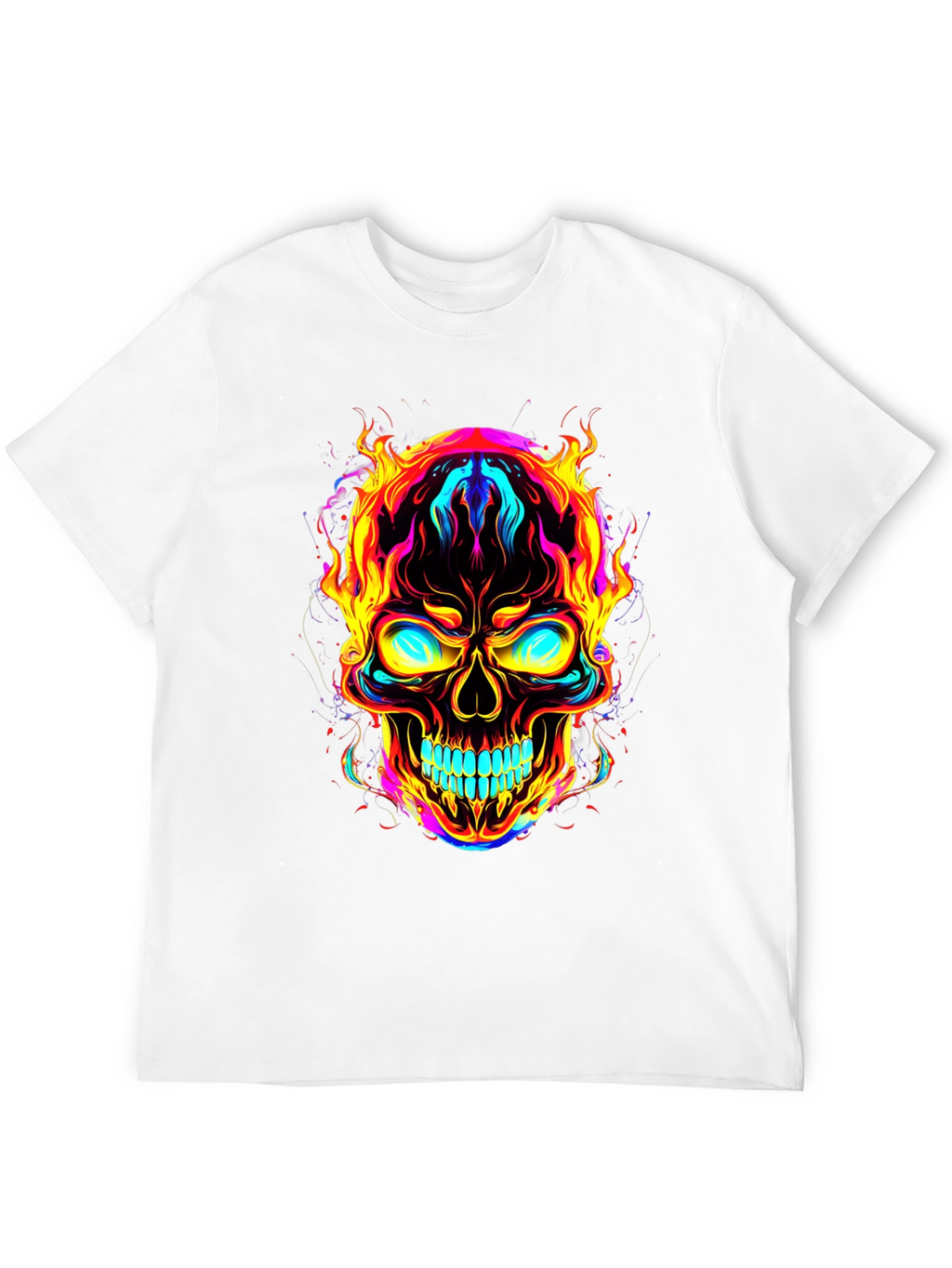 Flaming Skull Graphic Tee - Bold Black T-Shirt