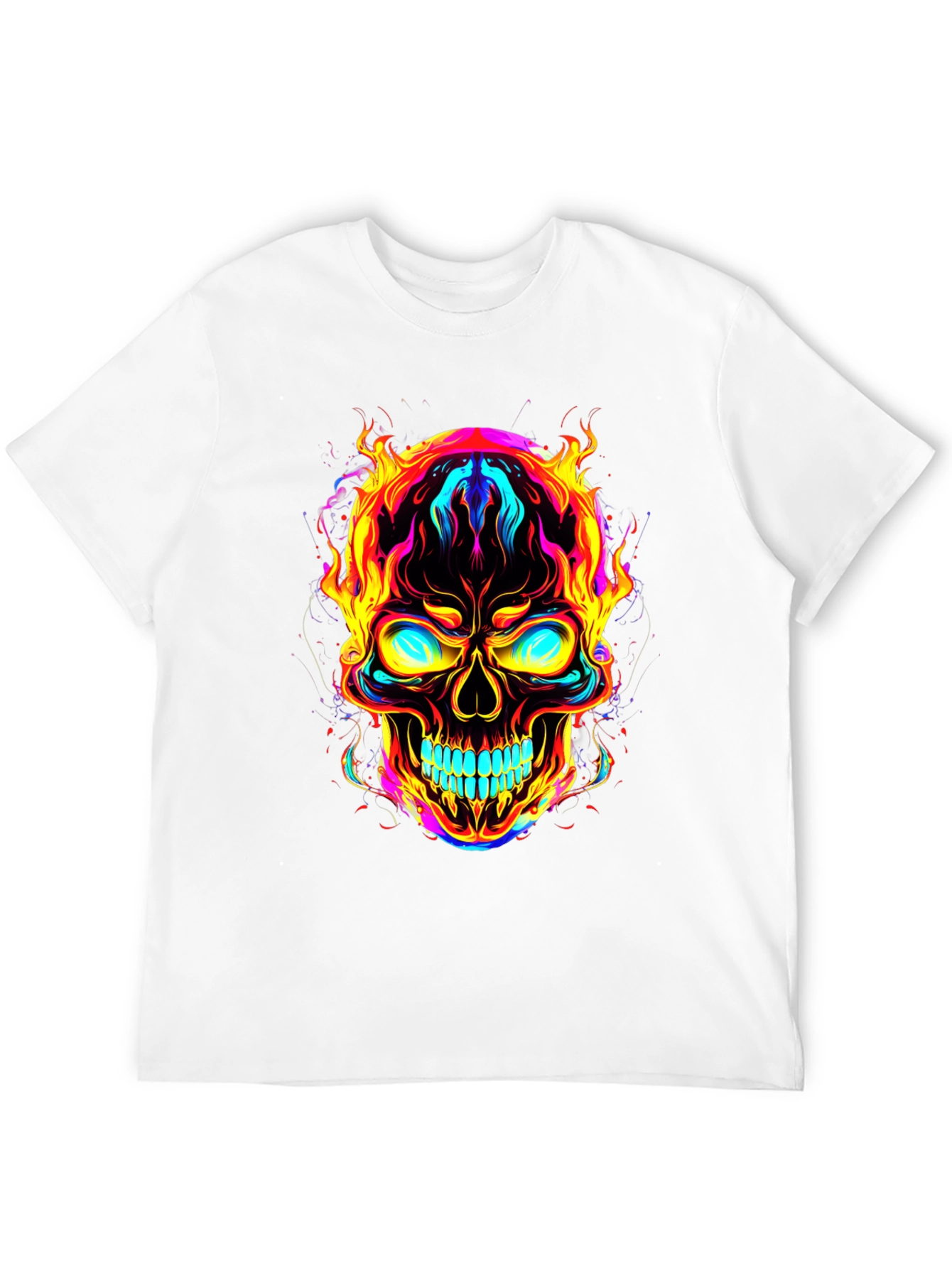 Flaming Skull Graphic Tee - Bold Black T-Shirt