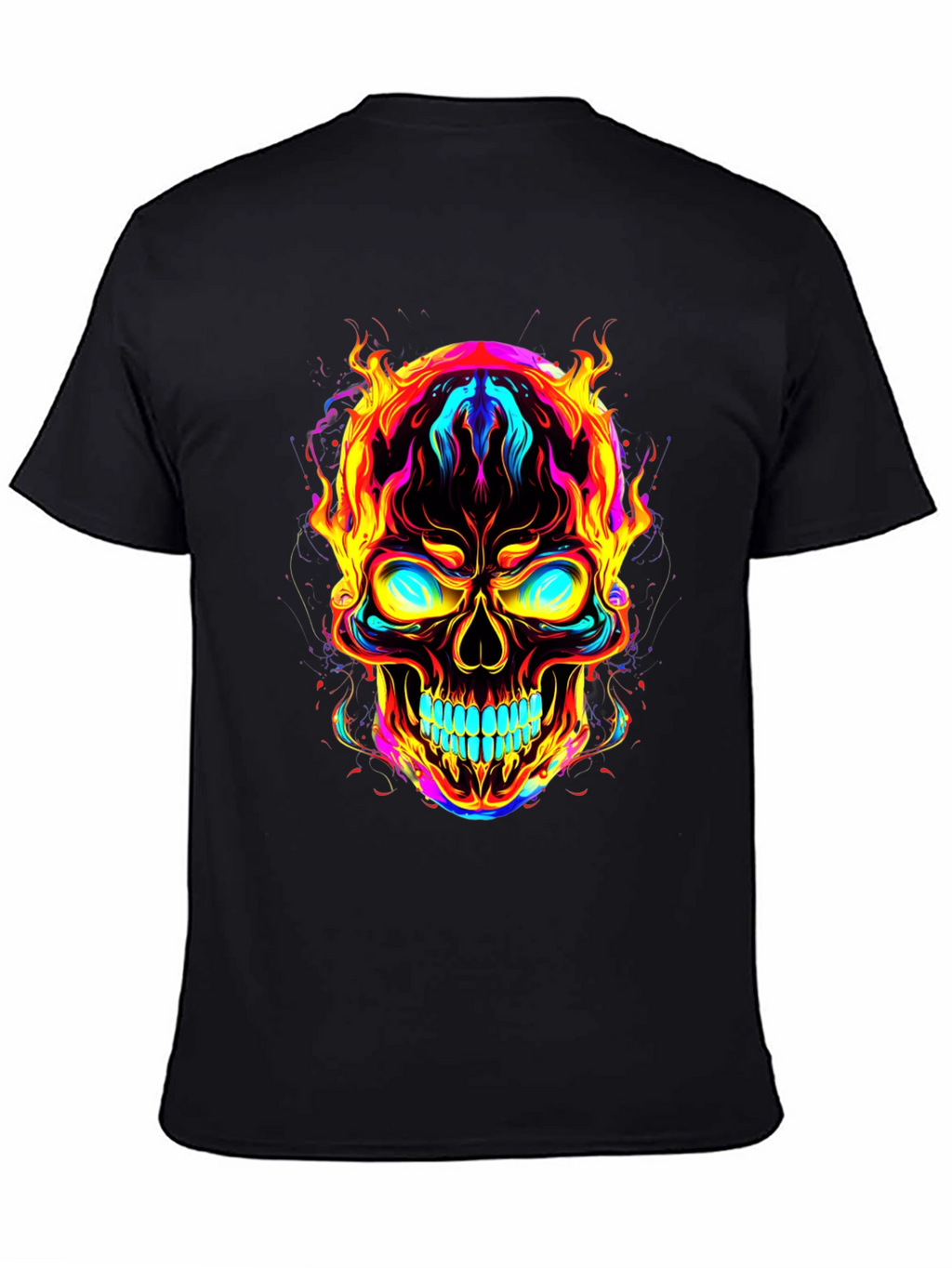 Flaming Skull Graphic Tee - Bold Black T-Shirt