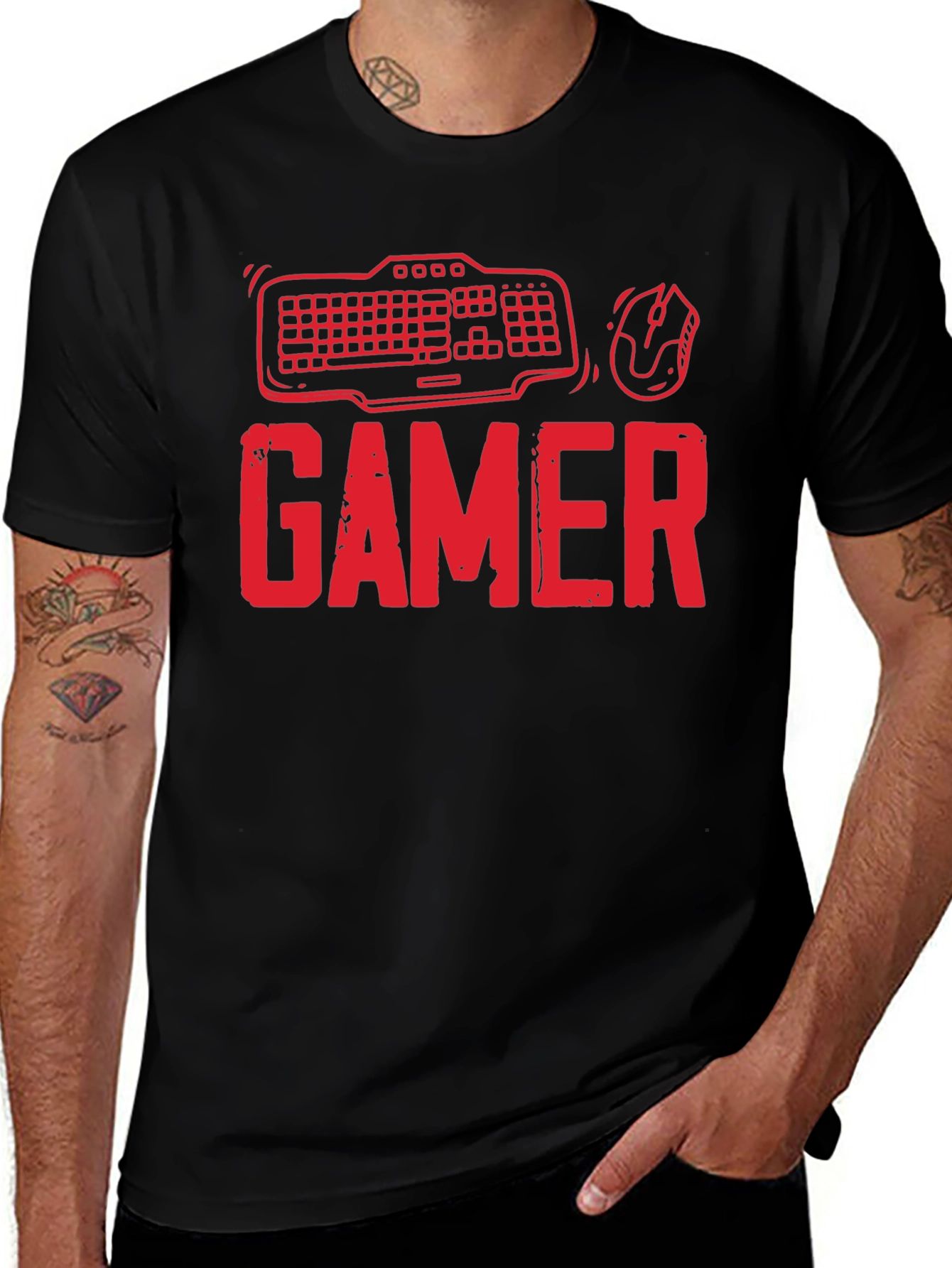 Gamer T-Shirt - Keyboard and Mouse Design