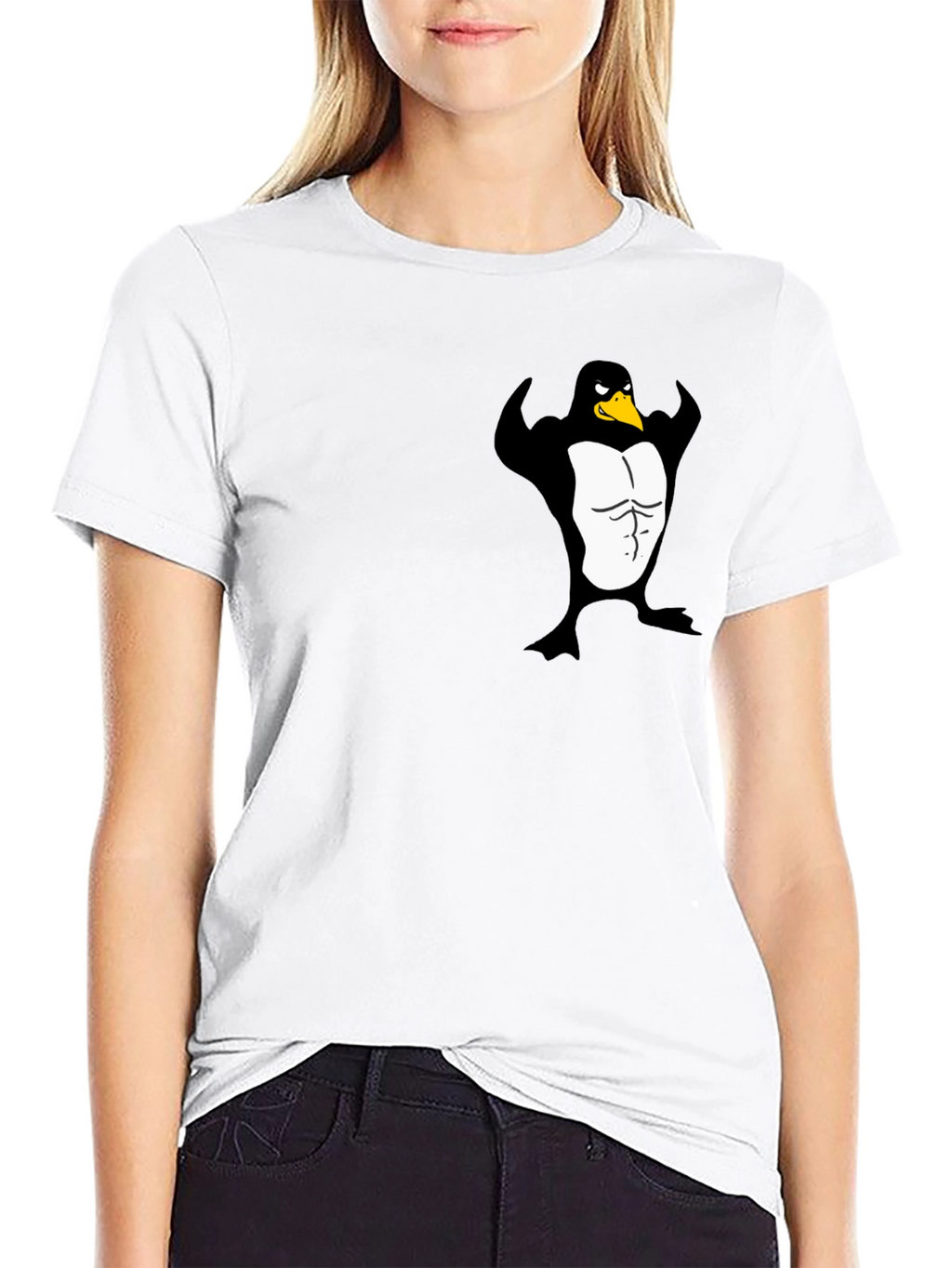Muscle Penguin Graphic Black T-Shirt