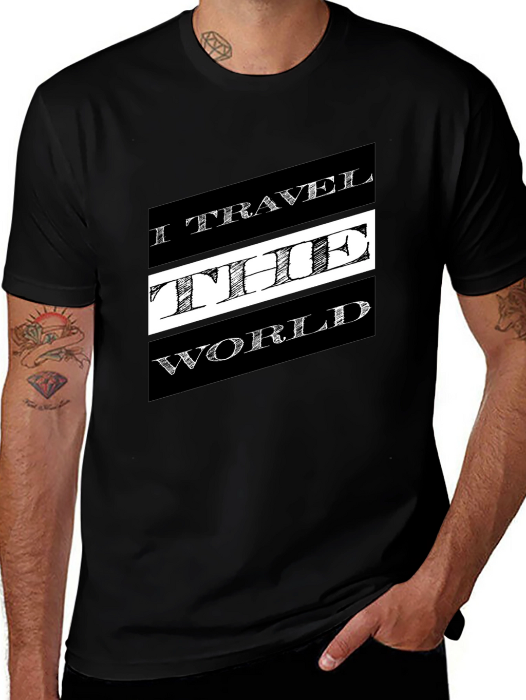 Travel the World Black Graphic T-Shirt