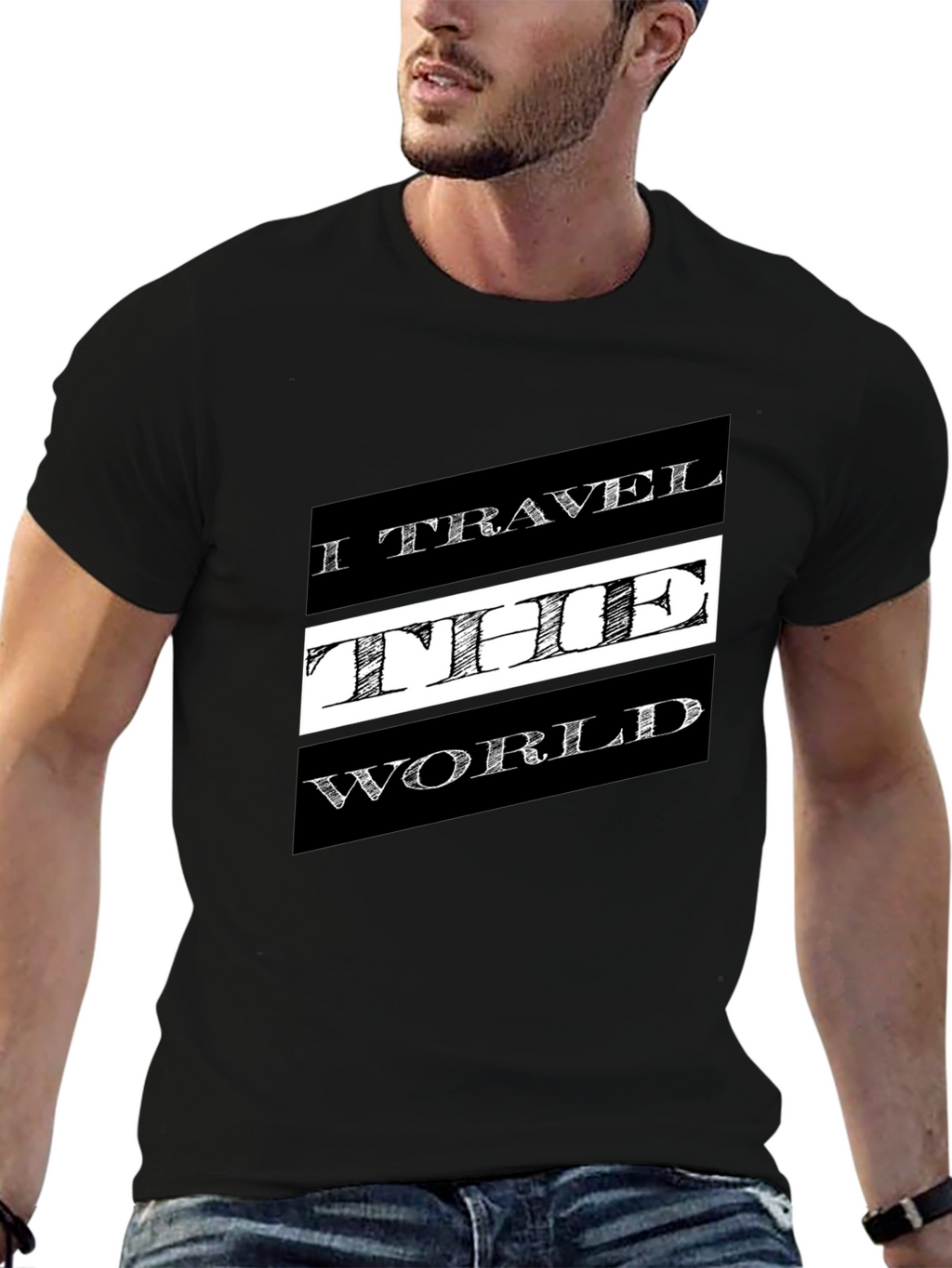 Travel the World Black Graphic T-Shirt