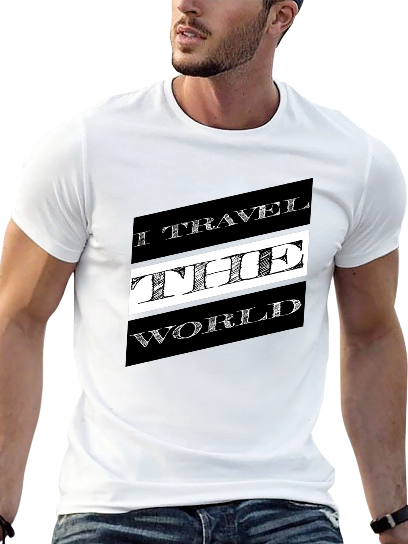 Travel the World Black Graphic T-Shirt