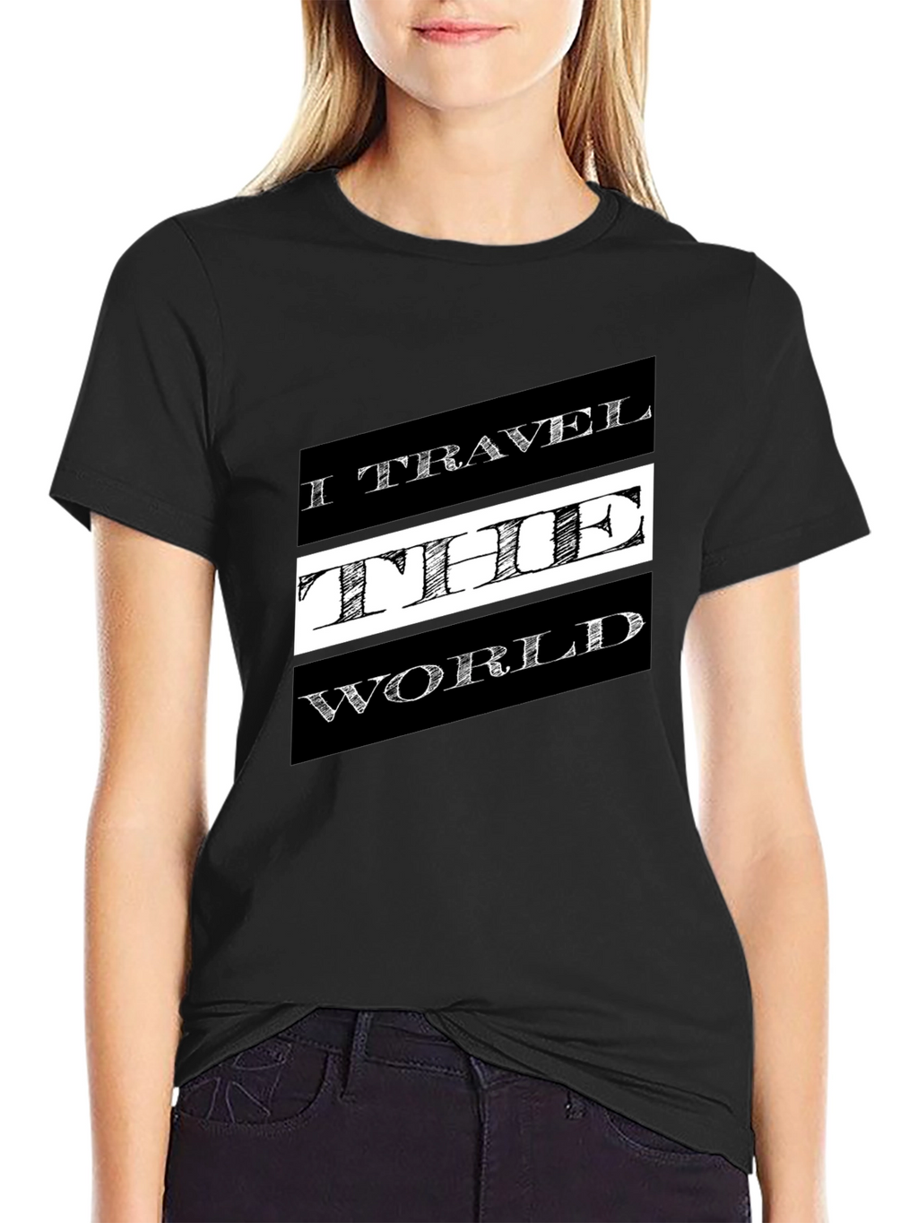 Travel the World Black Graphic T-Shirt