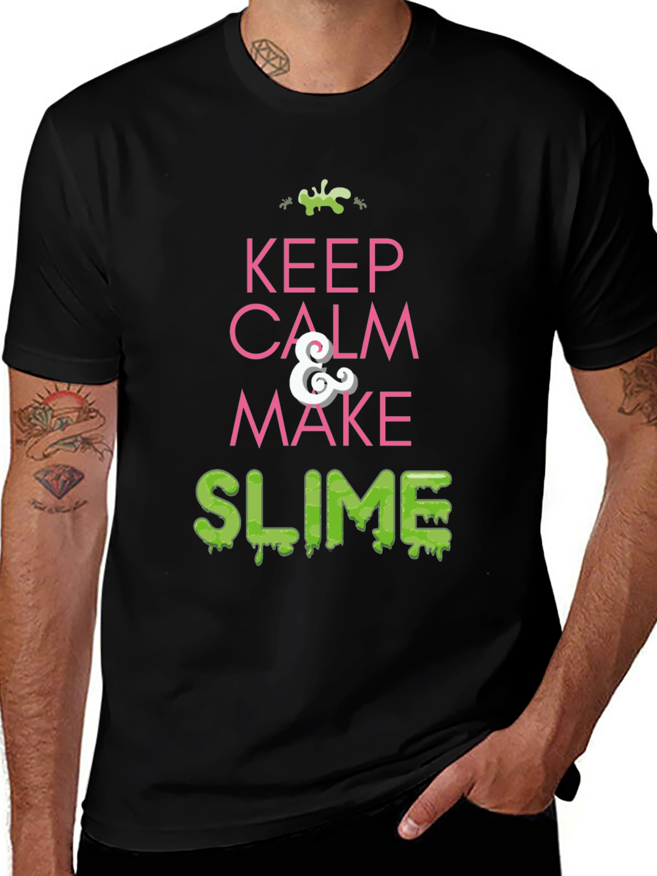 Keep Calm & Make Slime Black T-Shirt - Funny DIY Craft Tee