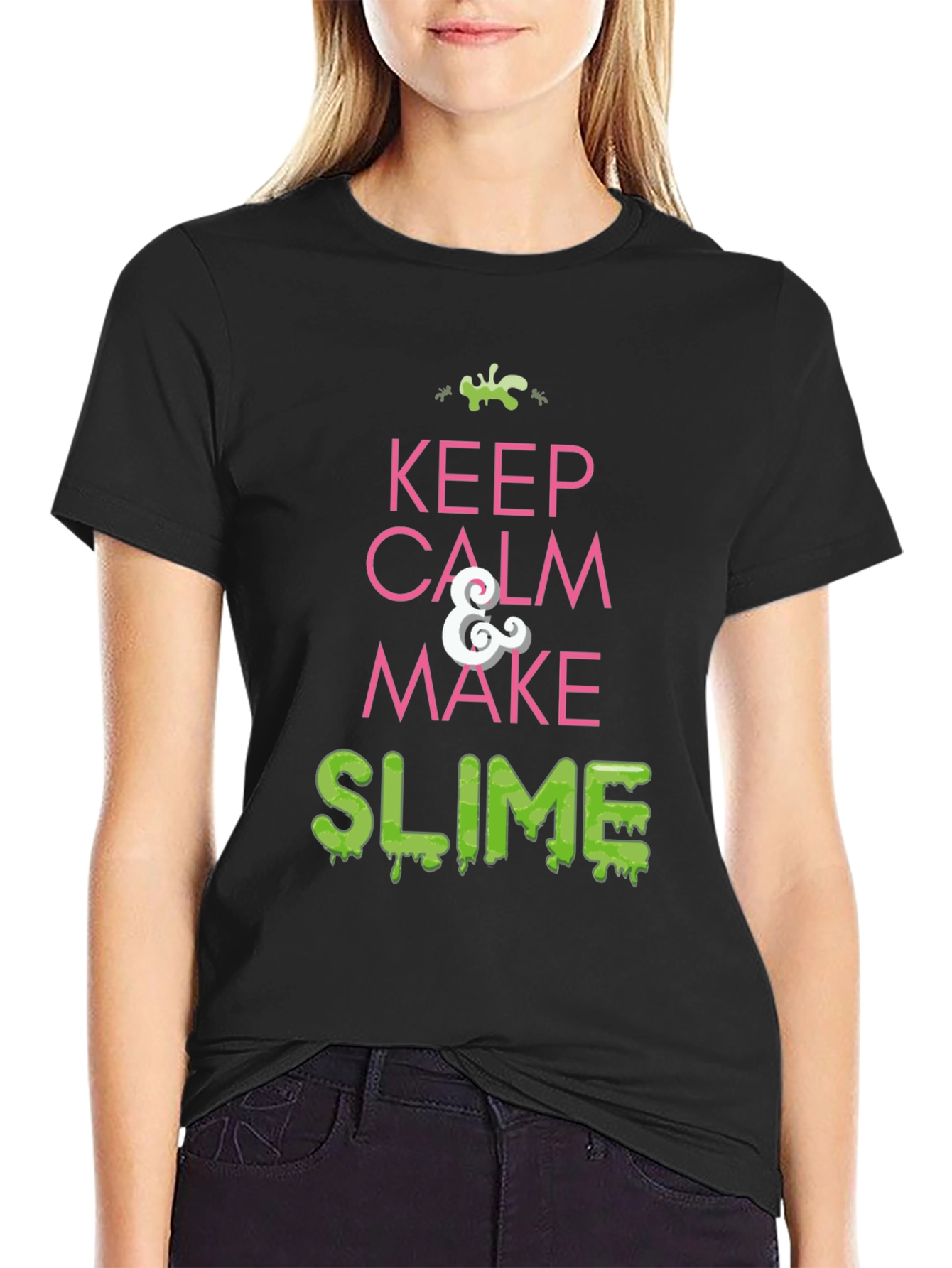 Keep Calm & Make Slime Black T-Shirt - Funny DIY Craft Tee