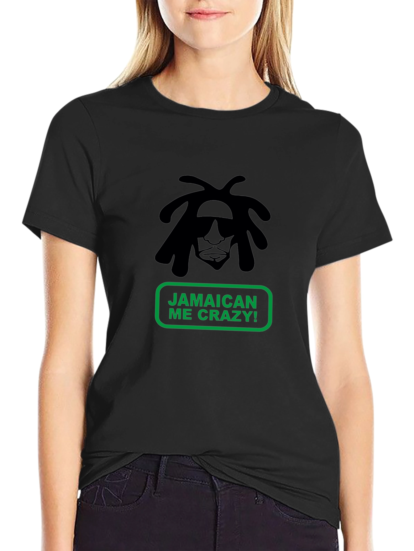 Jamaican Me Crazy T-Shirt - Black Cotton Tee