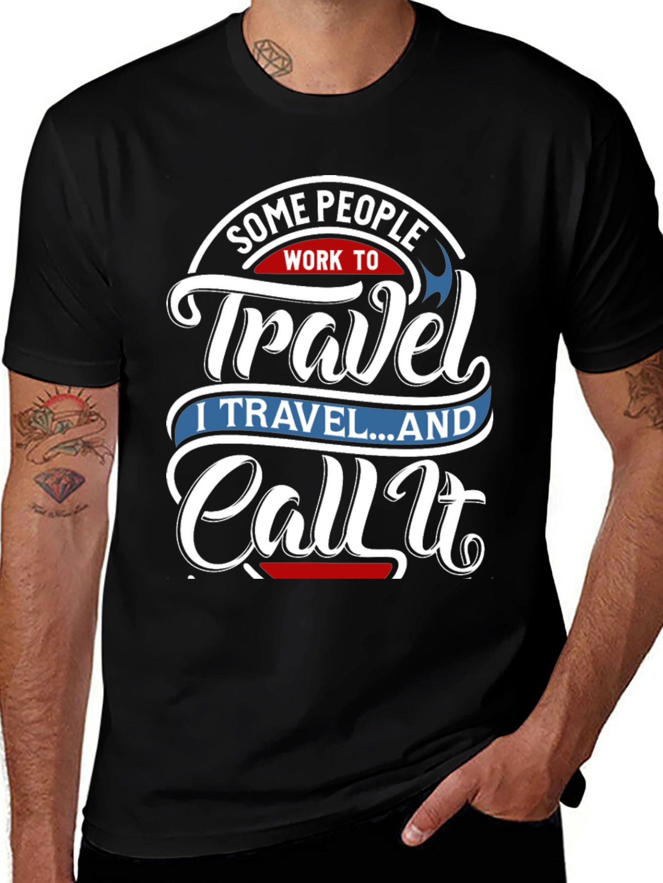 Travel Quote Graphic Tee - Work To Travel Black T-Shirt