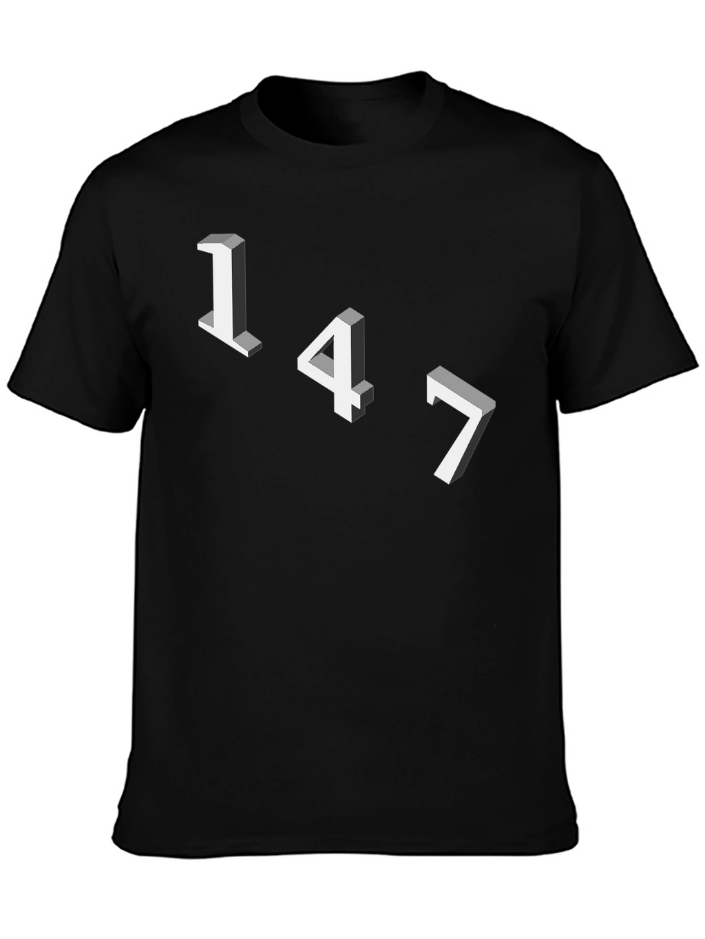 Geometric Number Tee - 147 Graphic Black T-Shirt