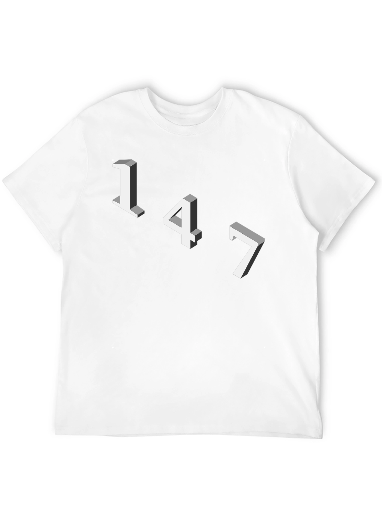 Geometric Number Tee - 147 Graphic Black T-Shirt