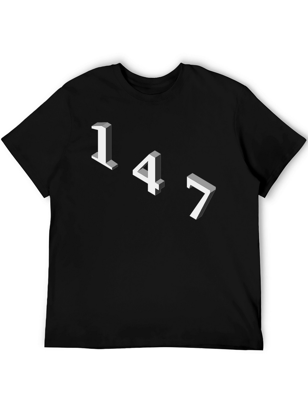 Geometric Number Tee - 147 Graphic Black T-Shirt