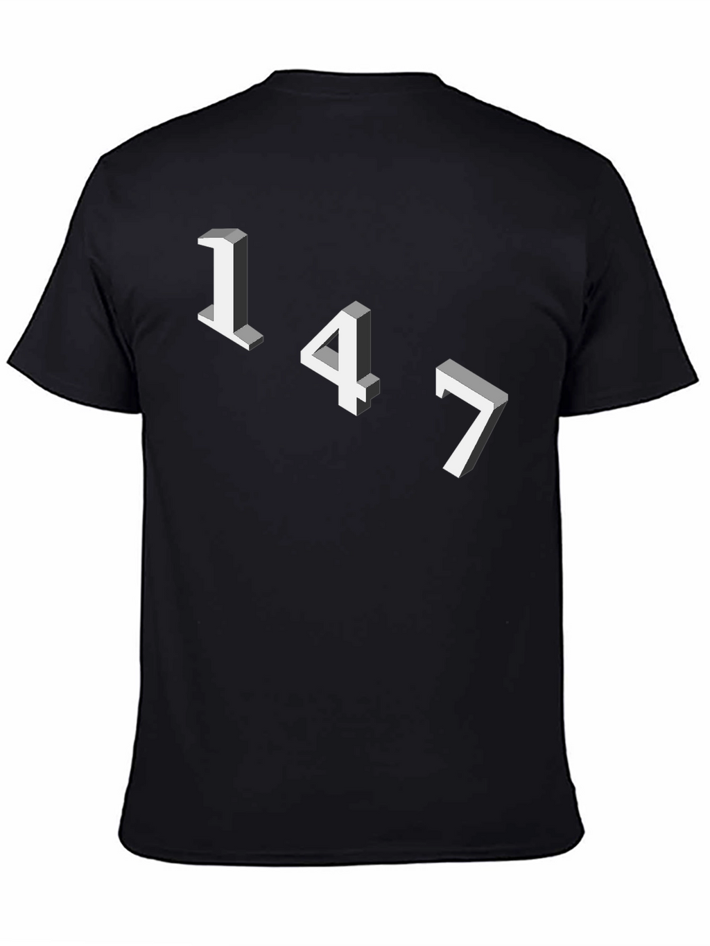 Geometric Number Tee - 147 Graphic Black T-Shirt