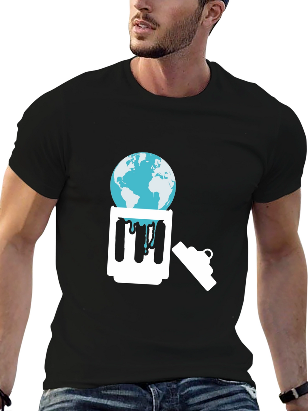 Eco-Awareness Graphic Tee - Earth in Trash