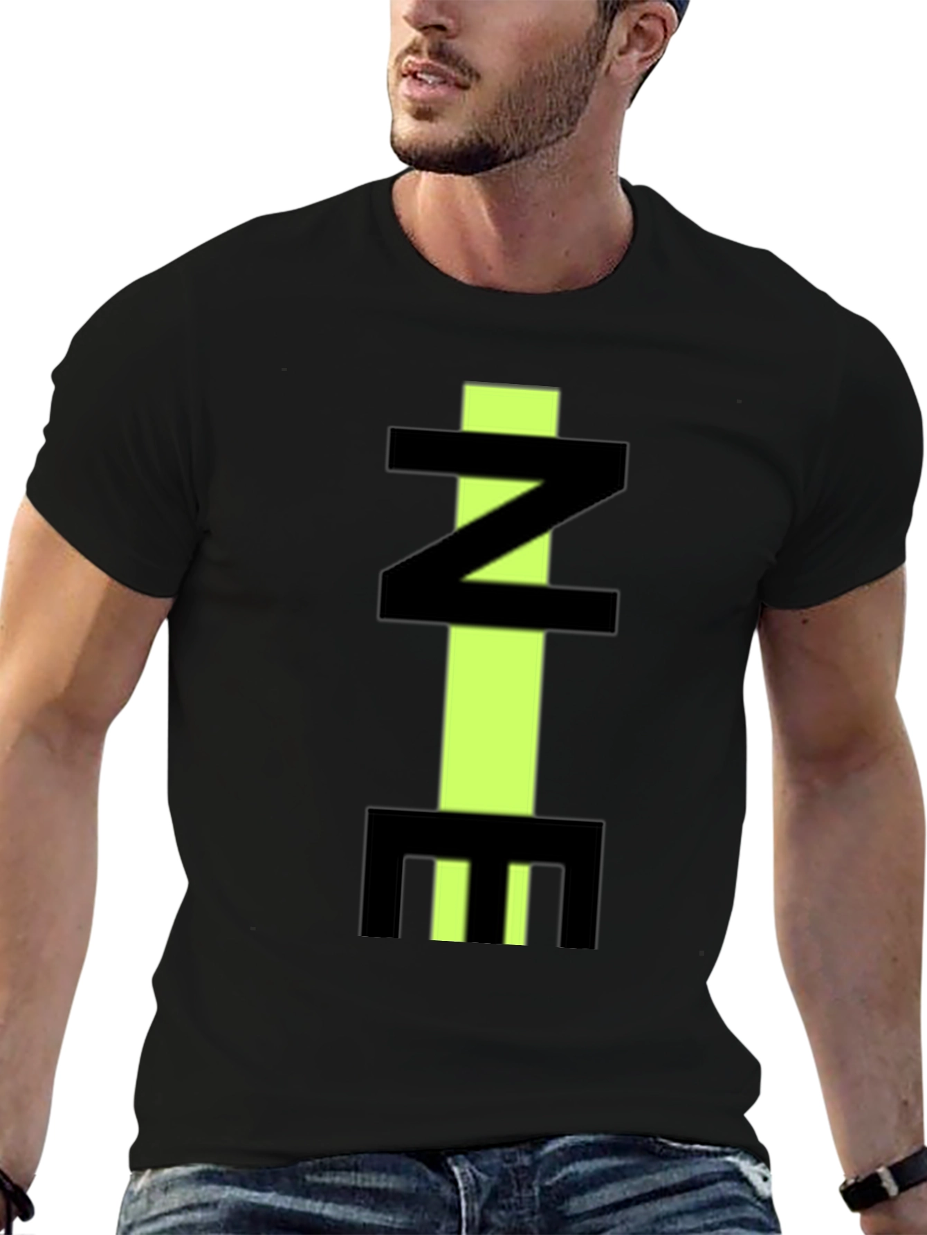 Abstract Letter Graphic Black T-Shirt