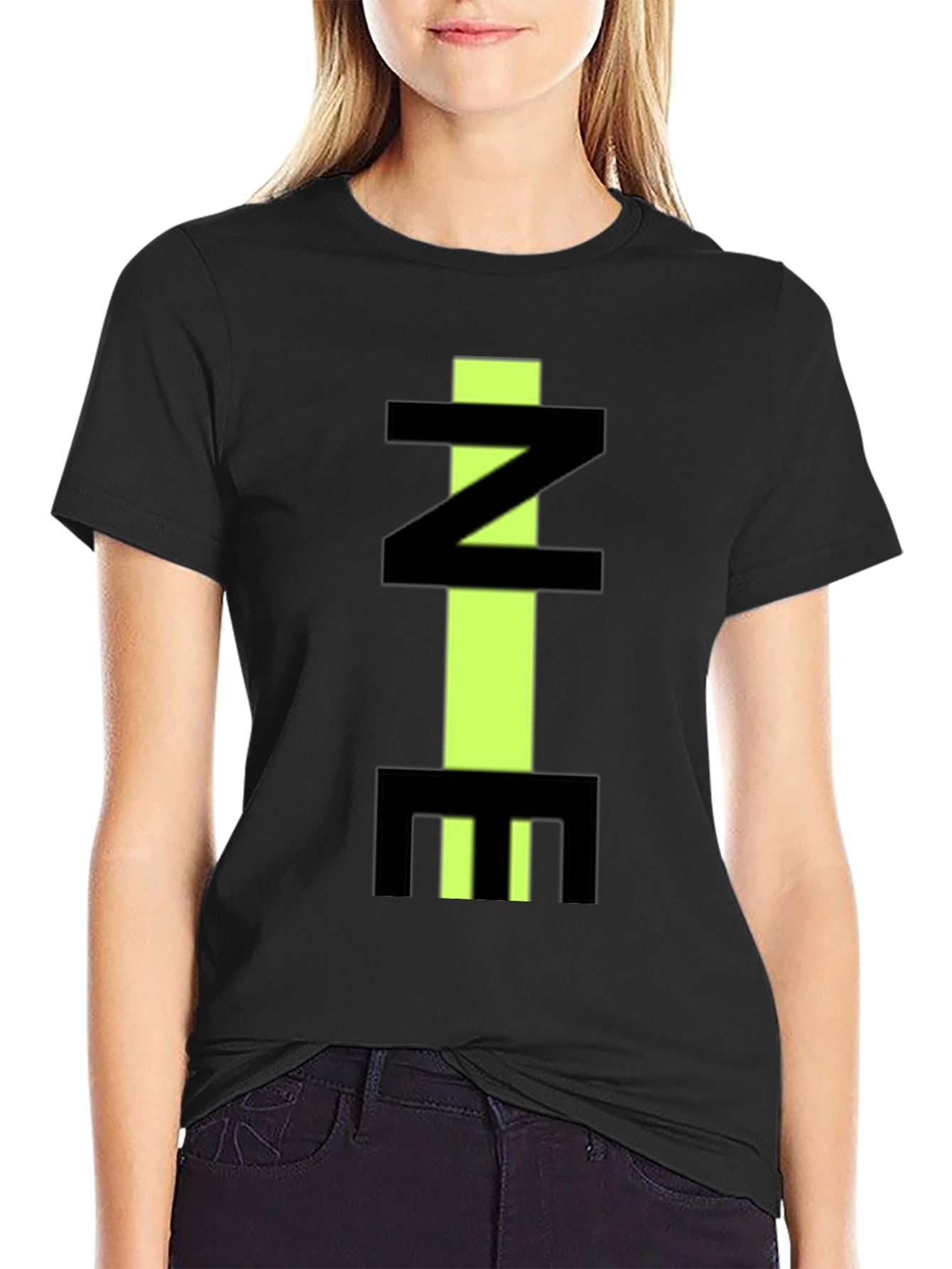 Abstract Letter Graphic Black T-Shirt