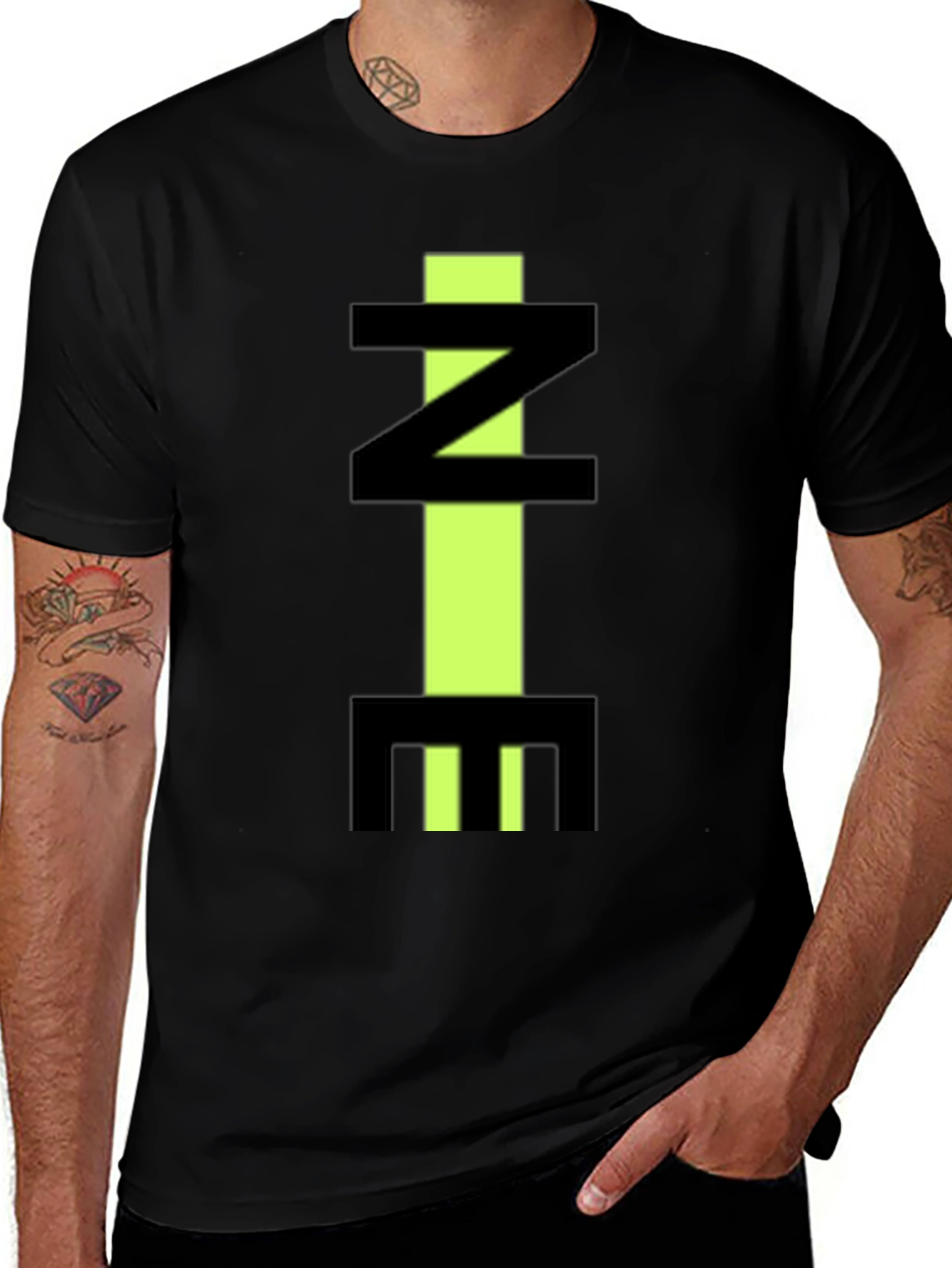 Abstract Letter Graphic Black T-Shirt