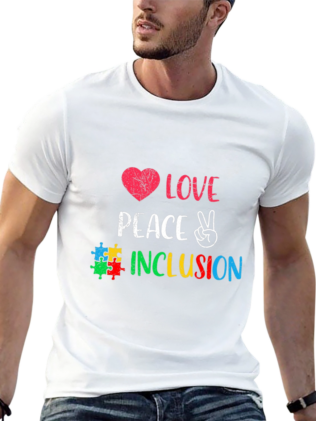 Love Peace Inclusion Autism Awareness T-Shirt