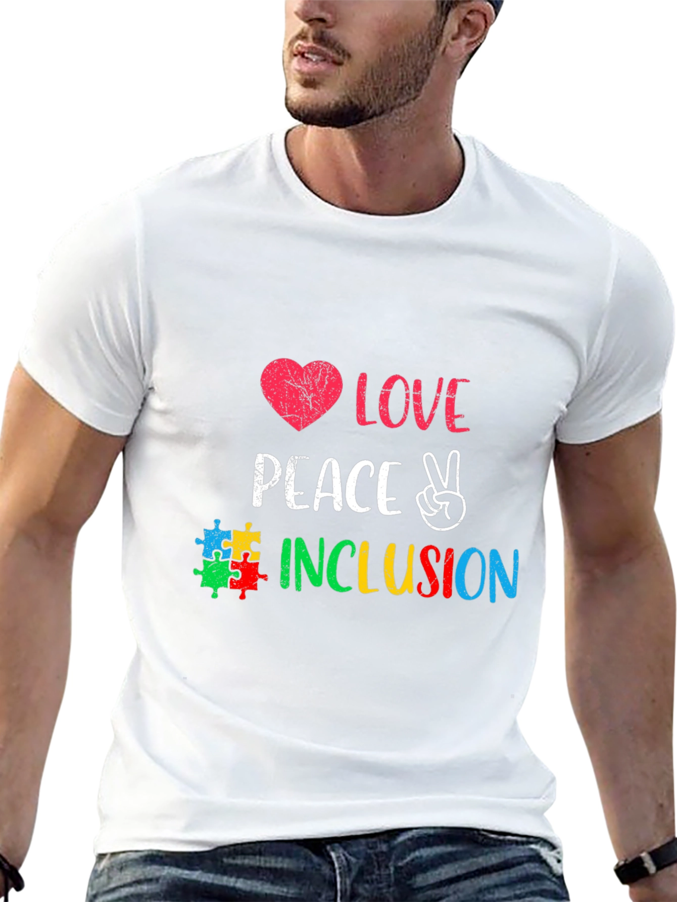Love Peace Inclusion Autism Awareness T-Shirt