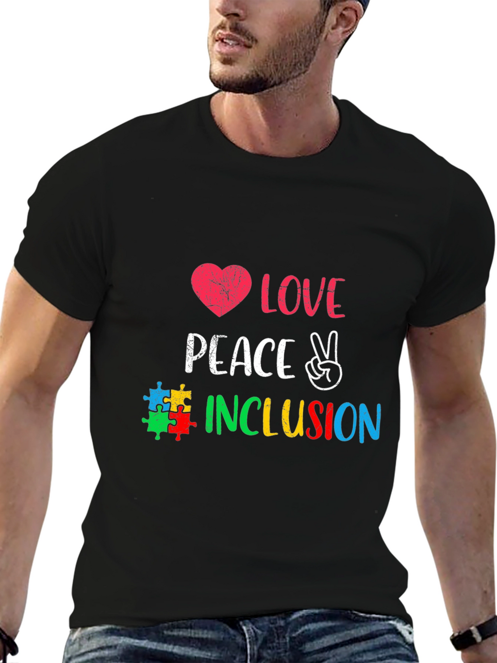 Love Peace Inclusion Autism Awareness T-Shirt