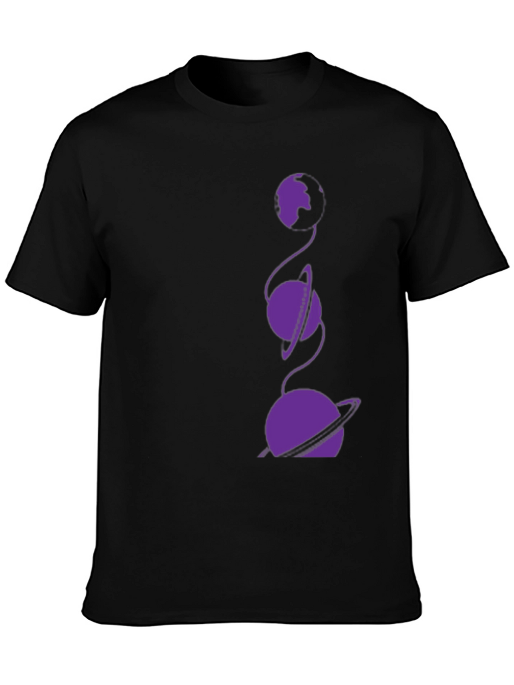 Cosmic Planet Graphic Tee - Black Cotton T-Shirt