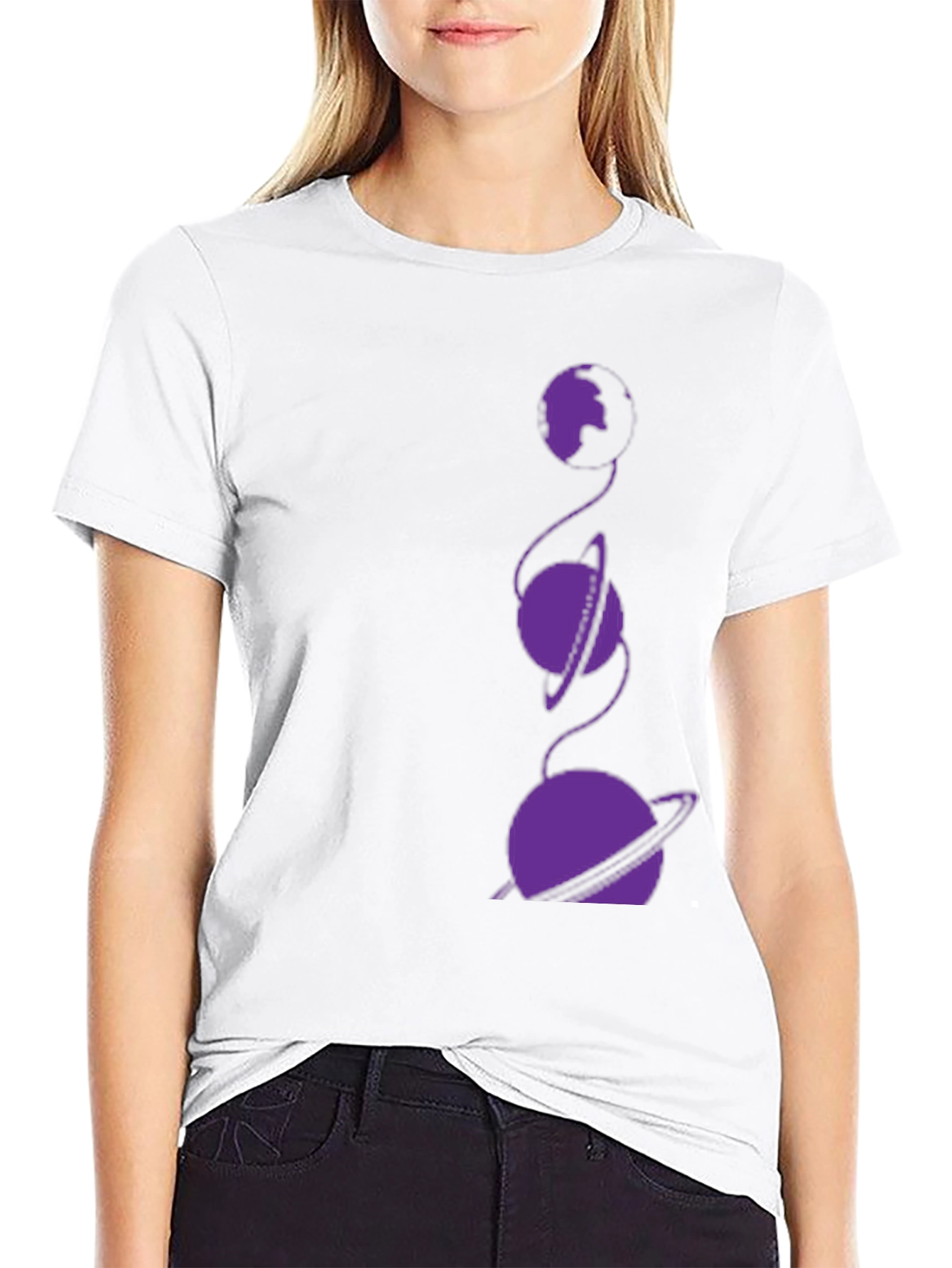 Cosmic Planet Graphic Tee - Black Cotton T-Shirt