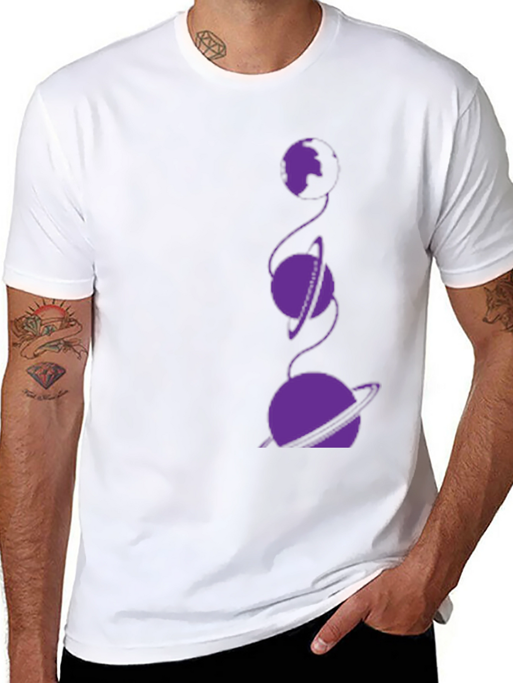 Cosmic Planet Graphic Tee - Black Cotton T-Shirt