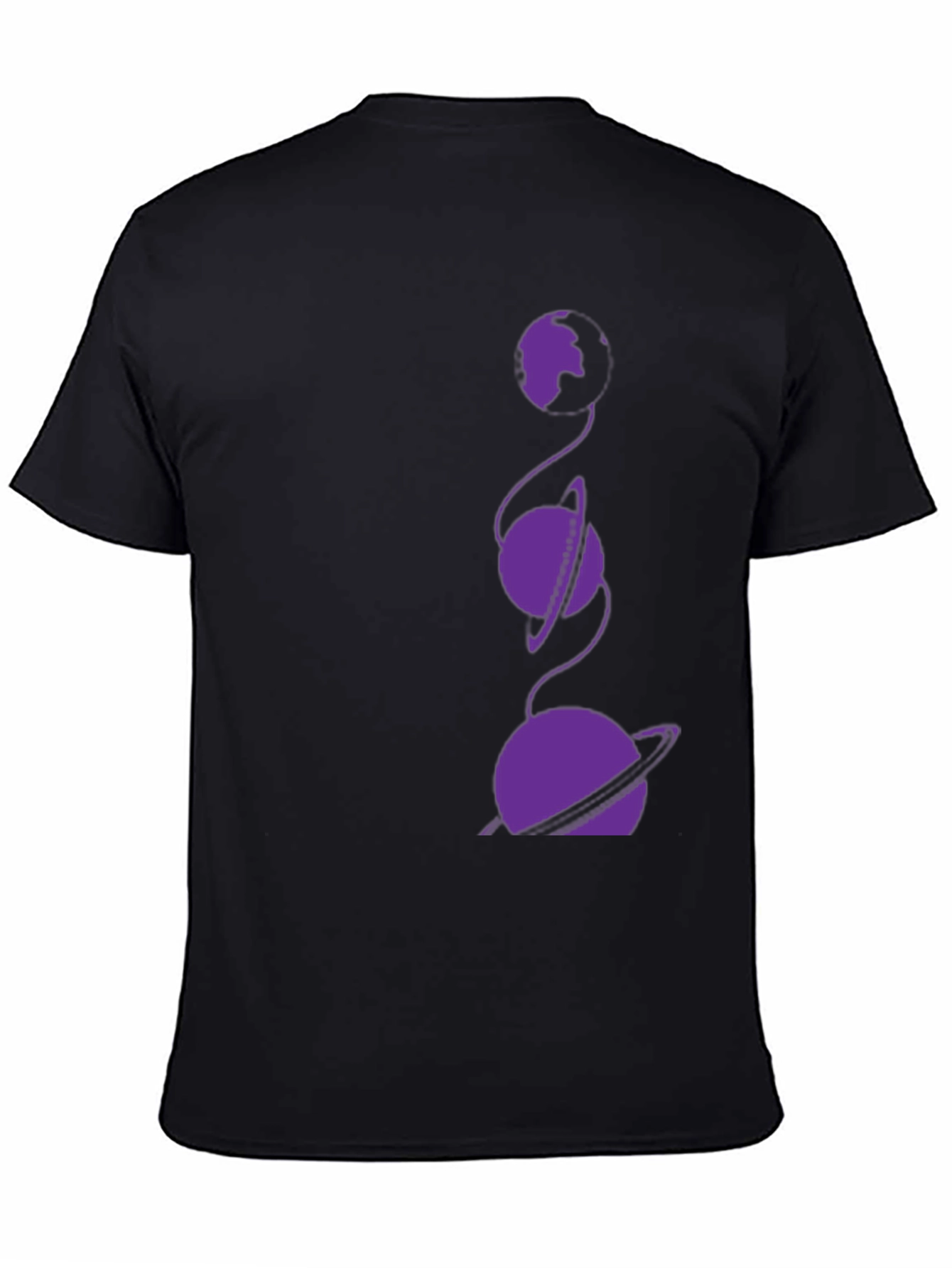 Cosmic Planet Graphic Tee - Black Cotton T-Shirt
