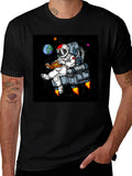 Astronaut Reading in Space T-Shirt - Black