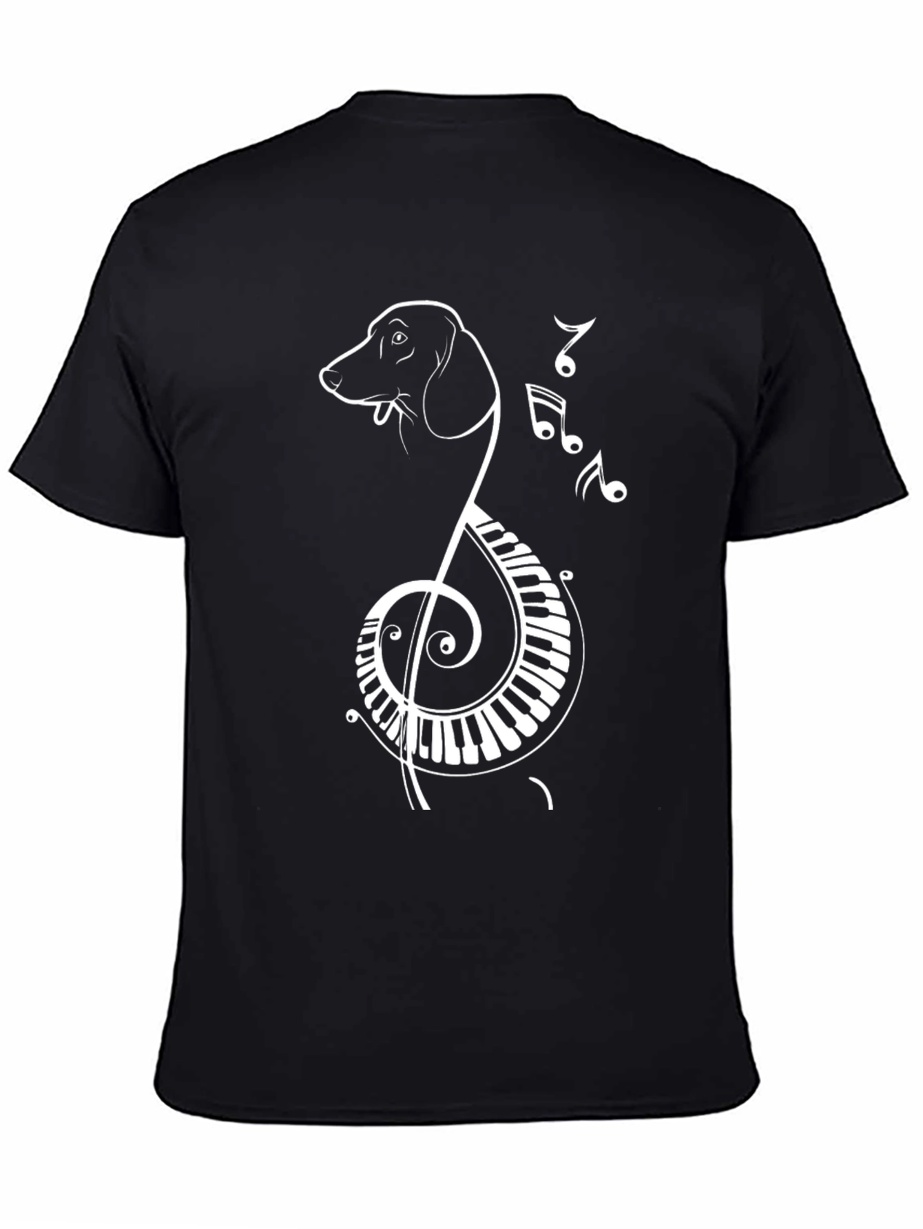Musical Dog Graphic Tee - Black Cotton T-Shirt