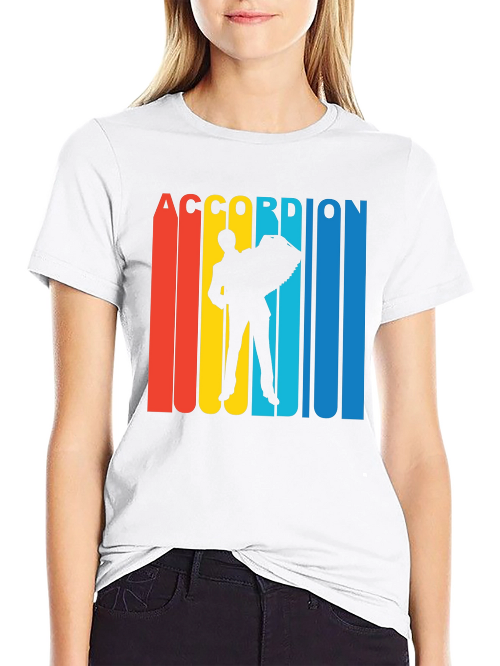 Retro Accordion Player Graphic T-Shirt