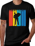 Retro Accordion Player Graphic T-Shirt