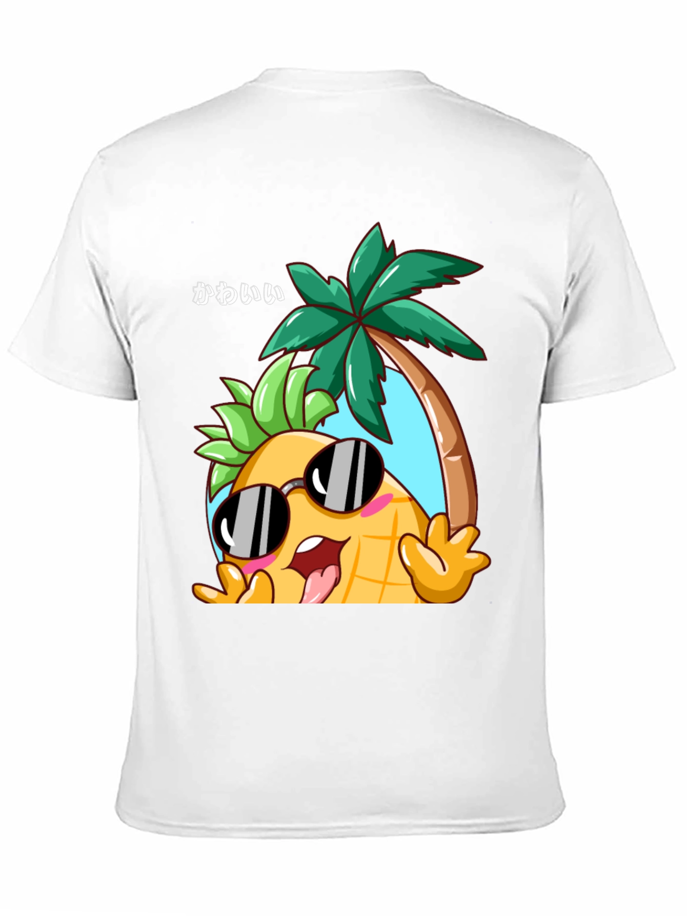 Kawaii Pineapple Palm Tree Graphic T-Shirt