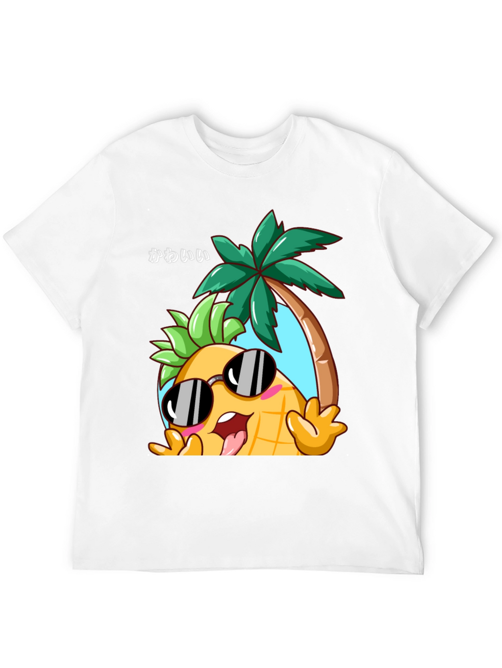 Kawaii Pineapple Palm Tree Graphic T-Shirt
