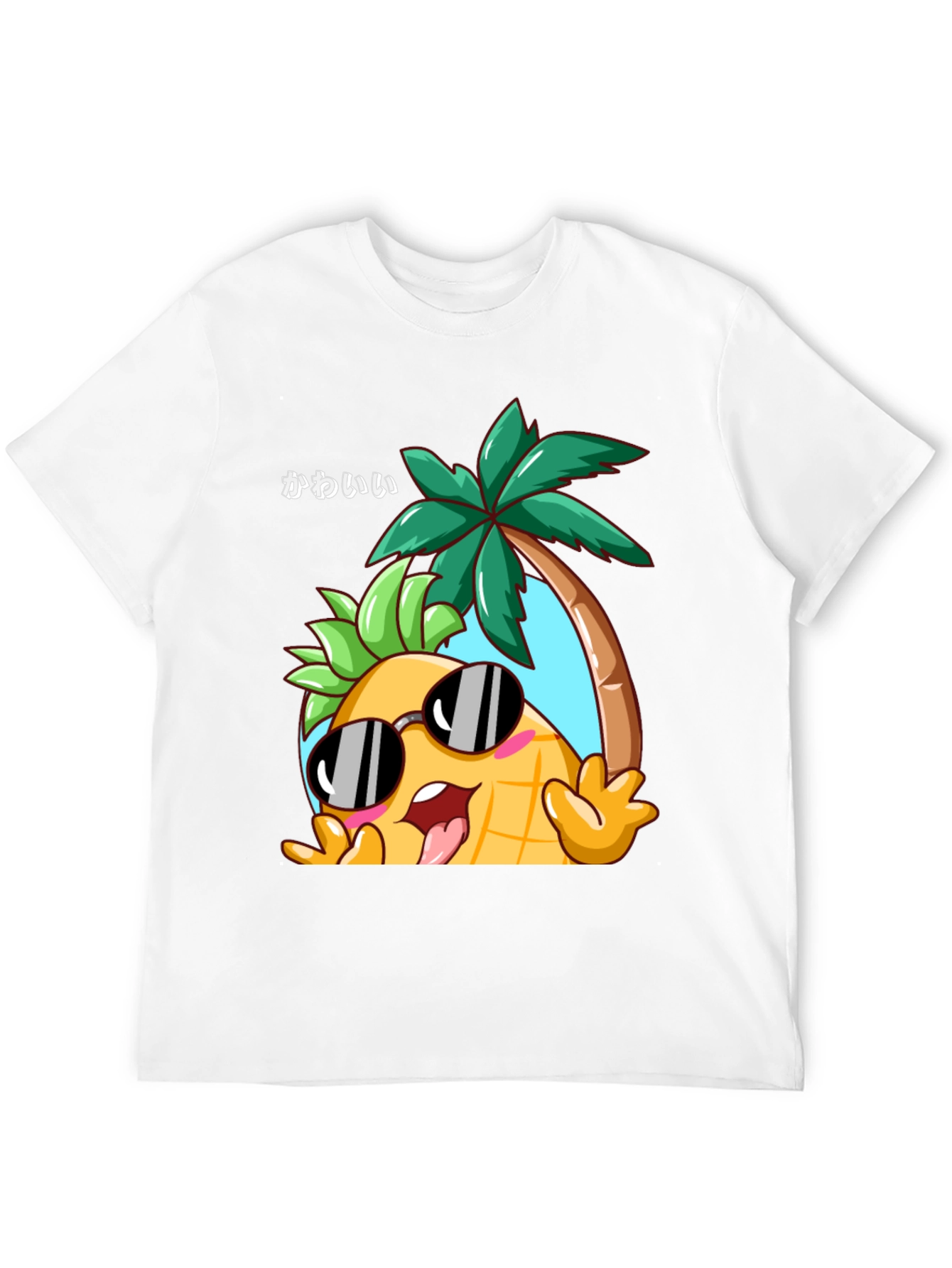 Kawaii Pineapple Palm Tree Graphic T-Shirt