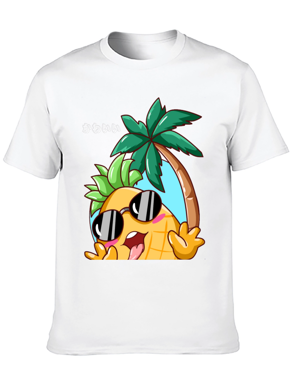 Kawaii Pineapple Palm Tree Graphic T-Shirt