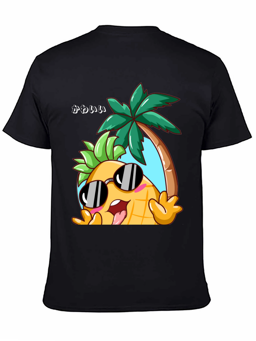 Kawaii Pineapple Palm Tree Graphic T-Shirt