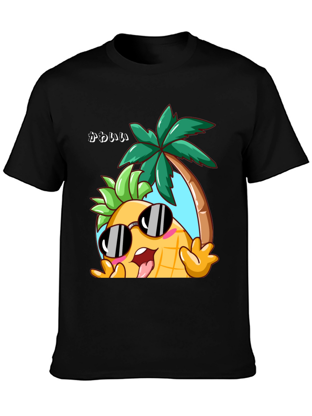Kawaii Pineapple Palm Tree Graphic T-Shirt