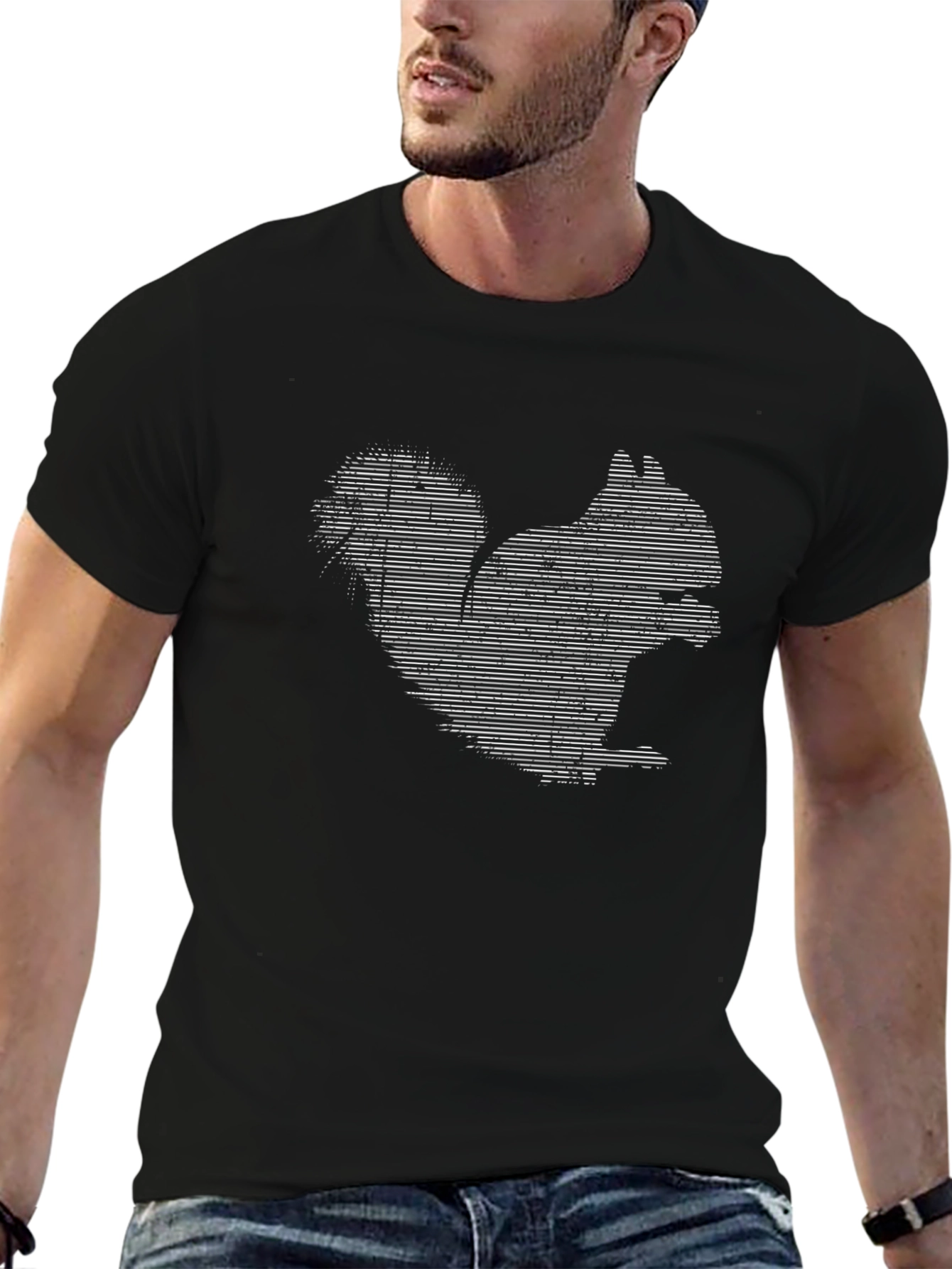 Squirrel Graphic Tee - Black Cotton T-Shirt