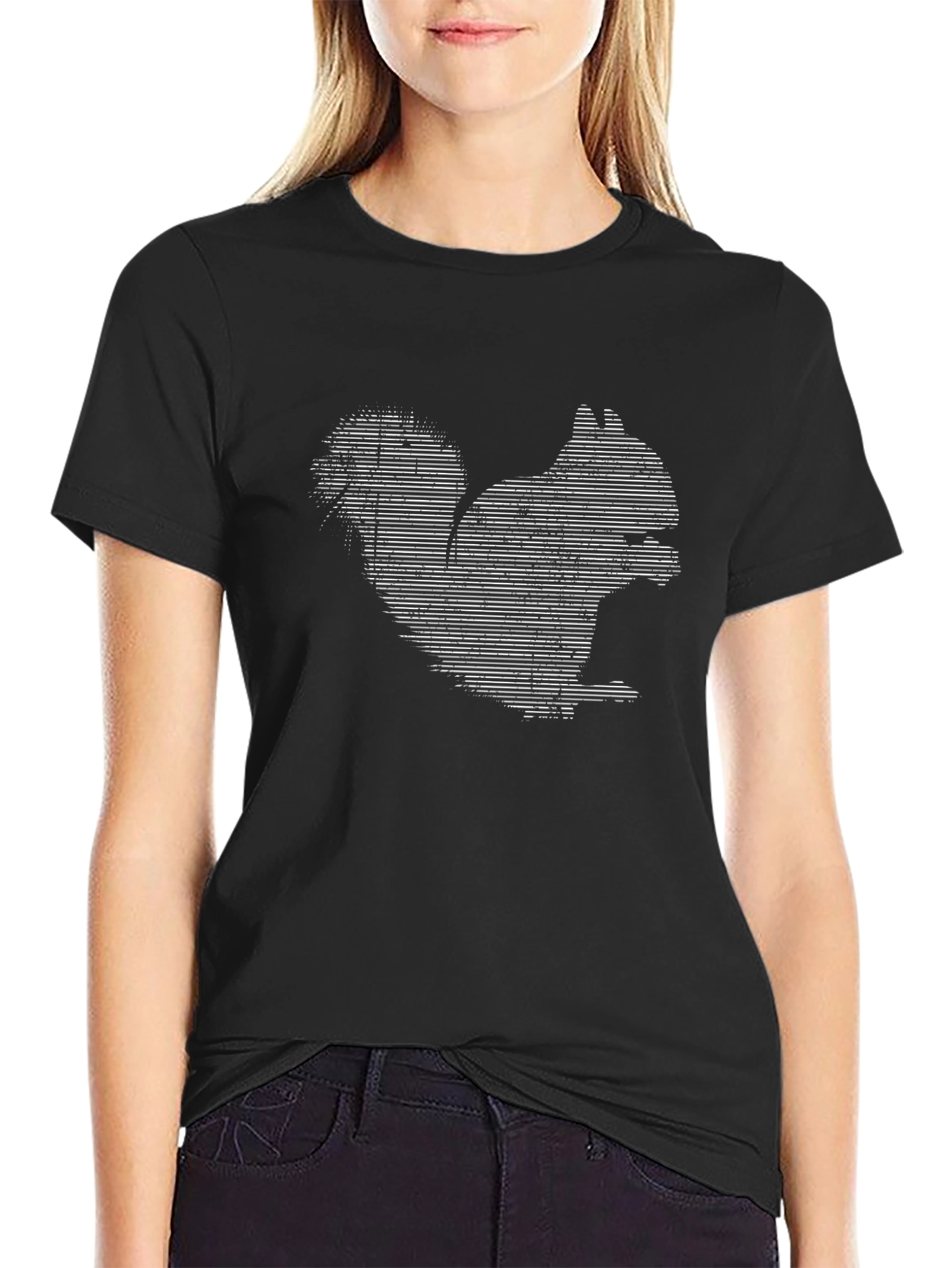 Squirrel Graphic Tee - Black Cotton T-Shirt