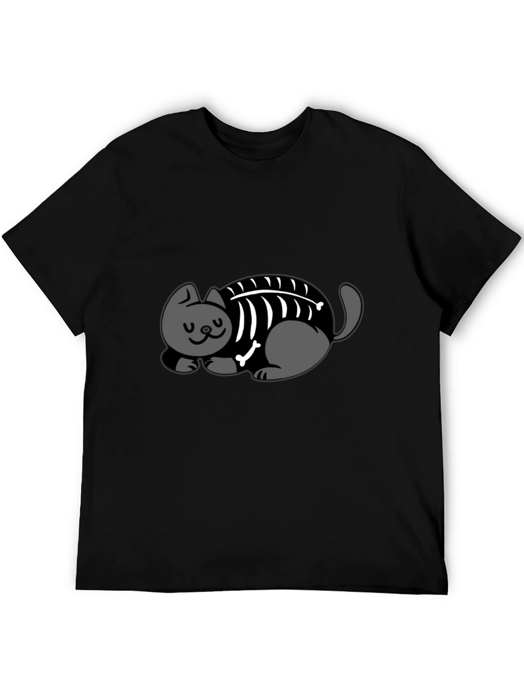 Cool Cat Skeleton Graphic T-Shirt