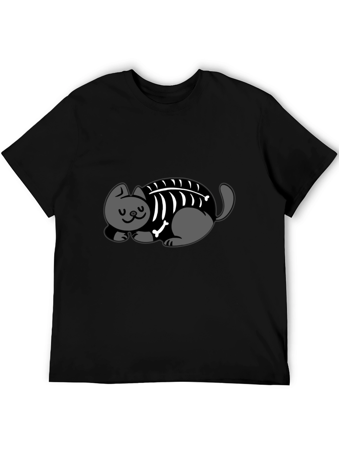 Cool Cat Skeleton Graphic T-Shirt