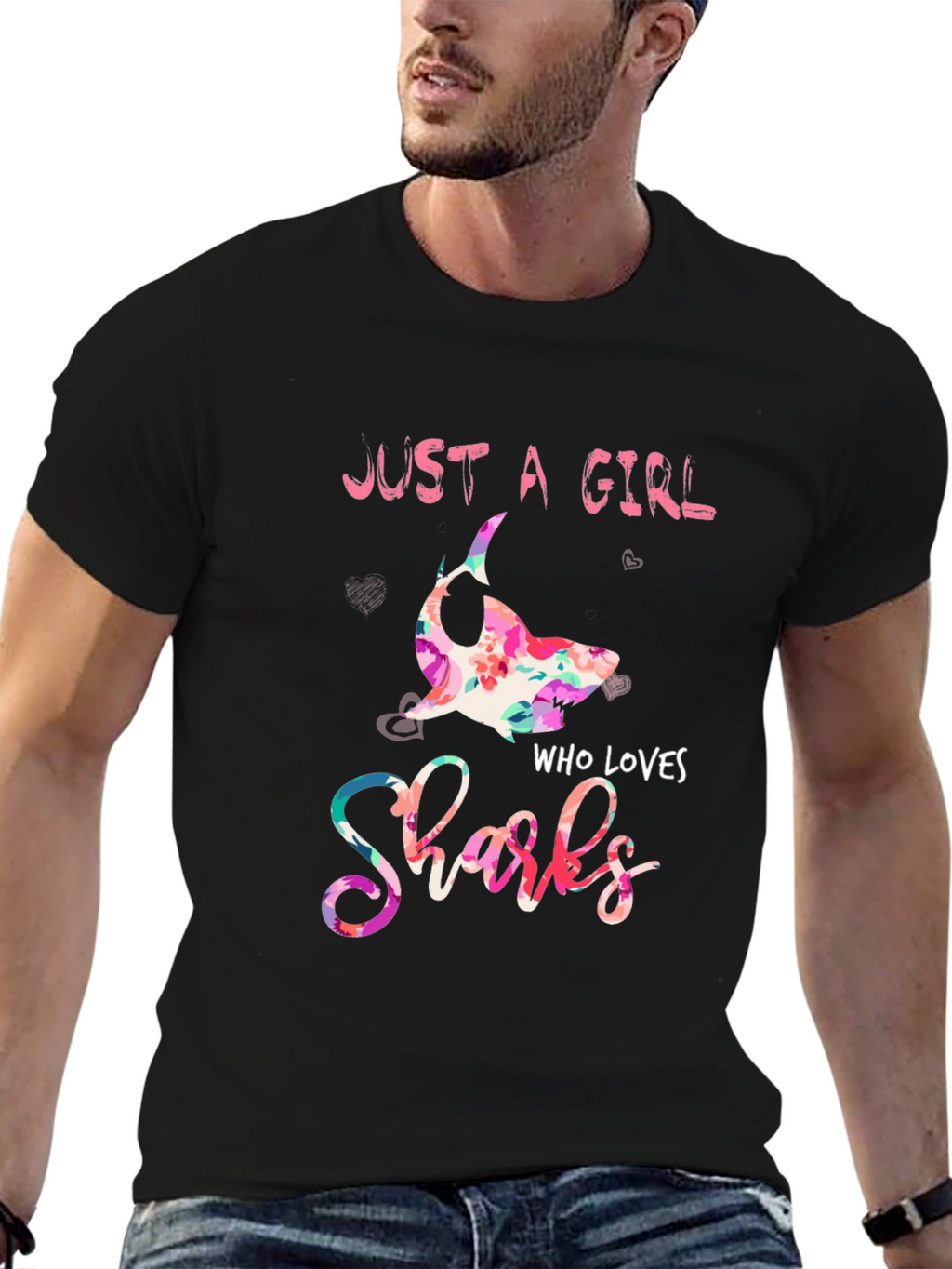 Just A Girl Who Loves Sharks Floral T-Shirt