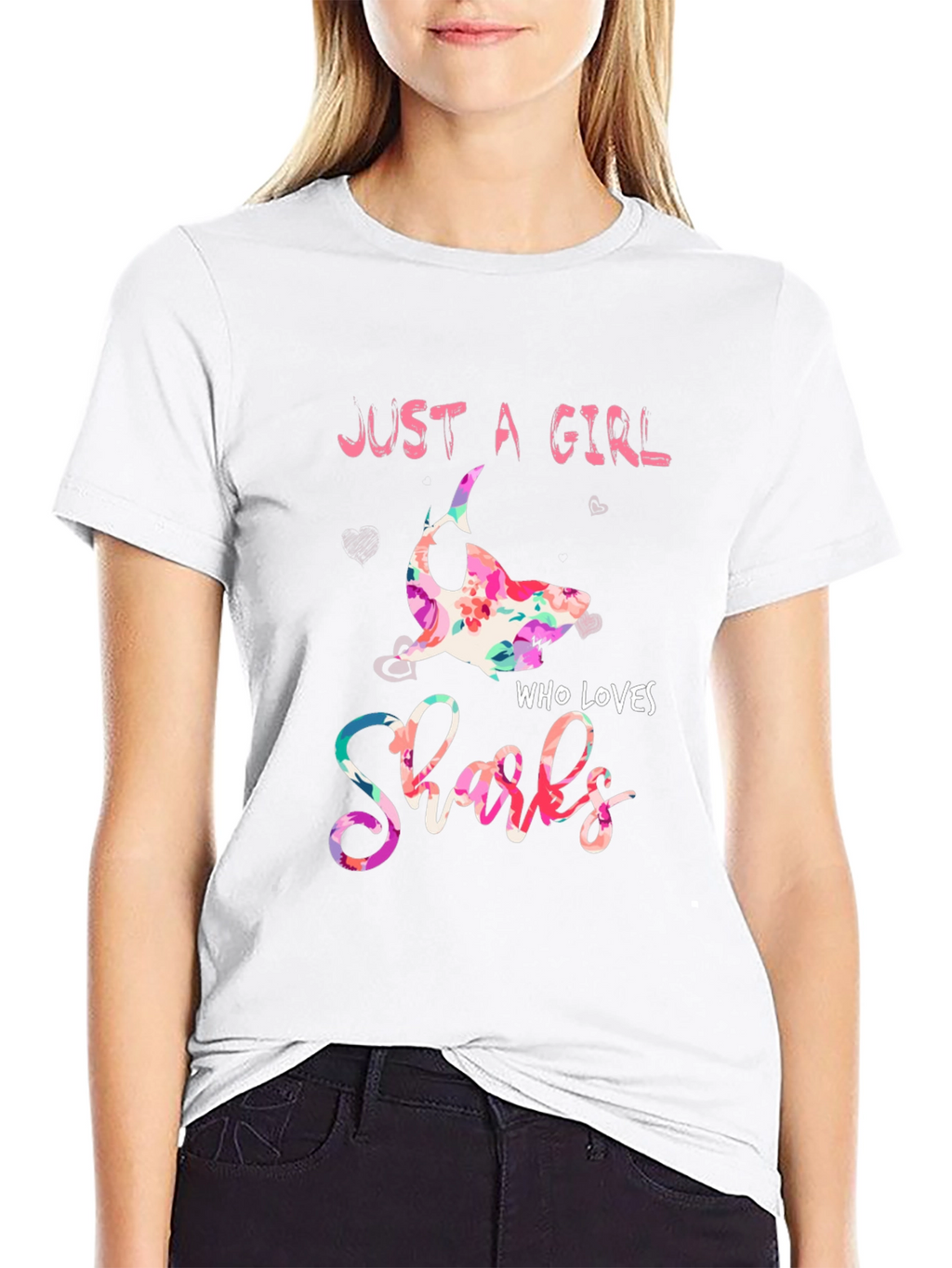 Just A Girl Who Loves Sharks Floral T-Shirt